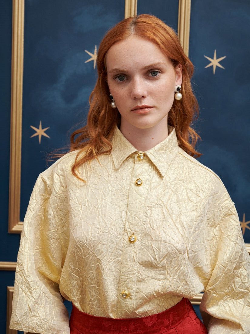 30SM03BLM113GLD | Rocco Crinkle Boxy Shirt【SISTER JANE_シスタージェーン】【archive】
