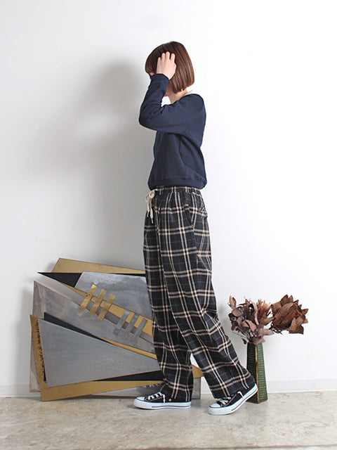 NERD CHECKED WIDE PANTS | Color_Blue/White | No_co2025aw-02_blue/white【CONICHIWA BONJOUR_コニチワボンジュール】【入荷予定アイテム・入荷連絡可能】