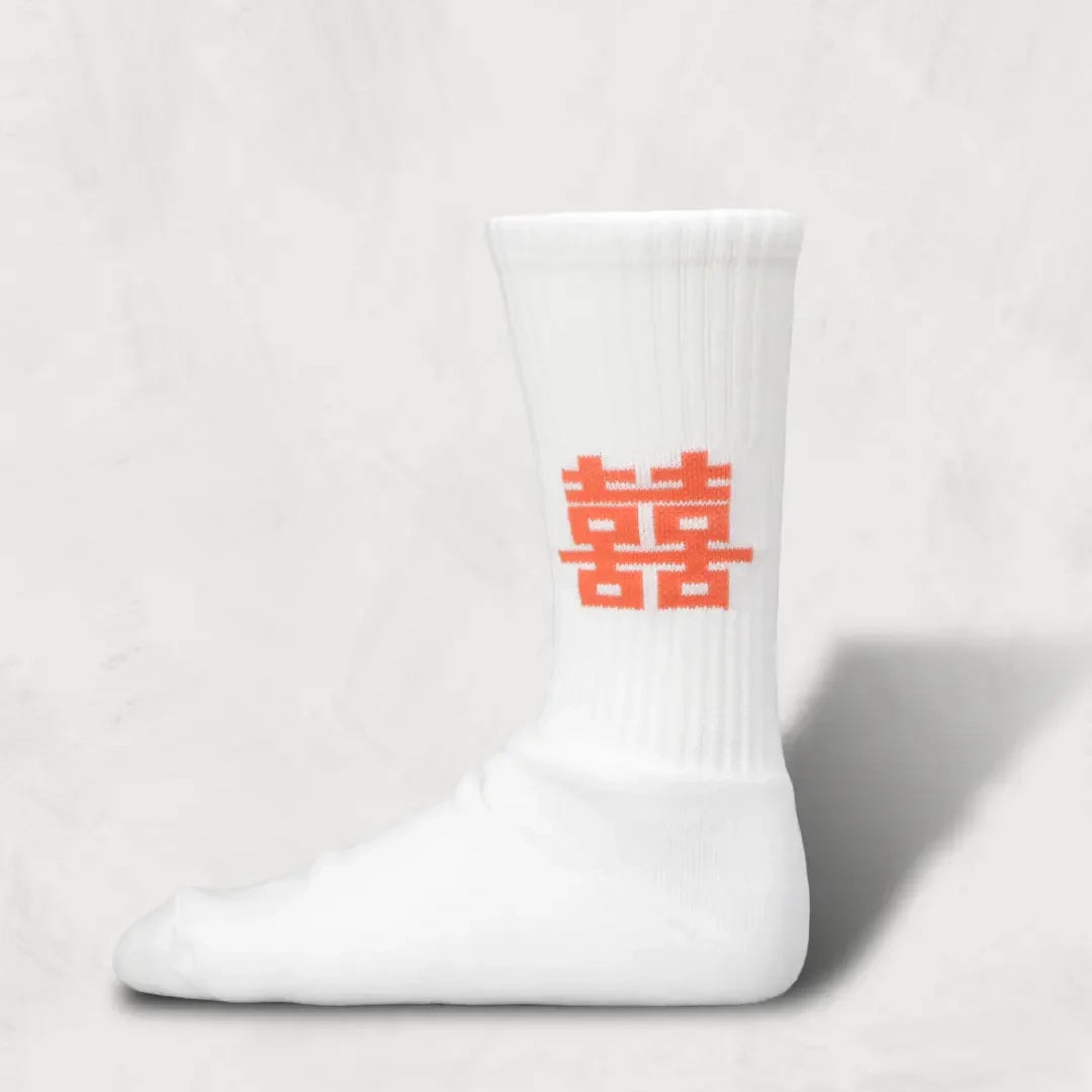 WHITE ORANGE | DECKA × BRÚ NA BÓINNE × SHOWATABÉ パイルソックス BNBSW-53 | Good Luck & Be Happyデザイン | 4色展開 | ネコポス対応