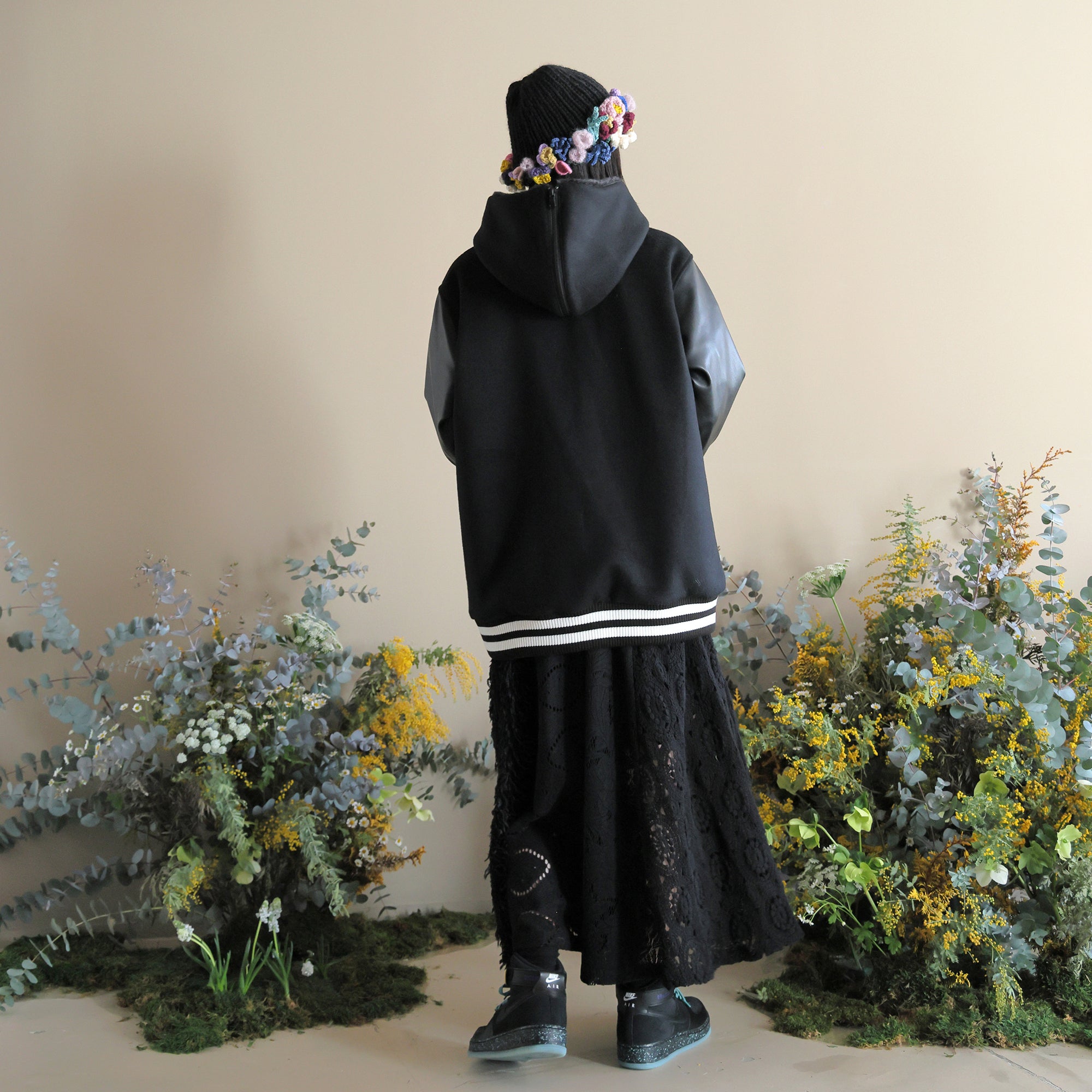 BSD24AW-05_BLACK | Flower Sailor Stadium Jacket | Color:Black【BEDSIDEDRAMA_ベッドサイドドラマ】