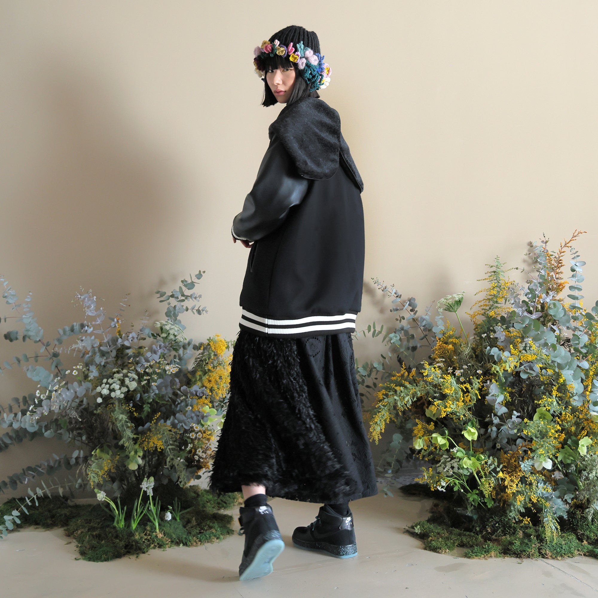 BSD24AW-05_BLACK | Flower Sailor Stadium Jacket | Color:Black【BEDSIDEDRAMA_ベッドサイドドラマ】