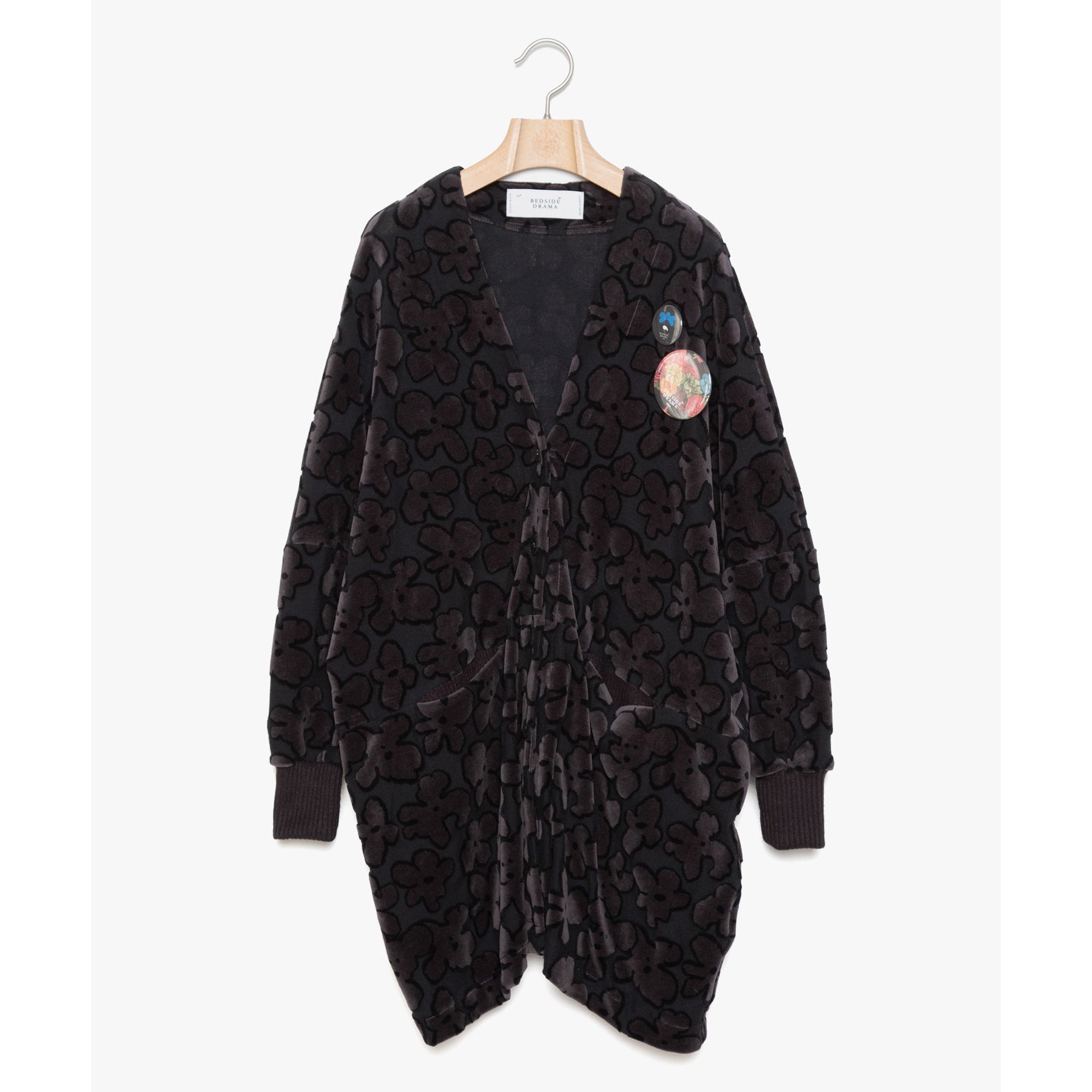 BSD24AW-15_VELOR BK | Flowers JQ Cardigan | Color:Velor Bk【BEDSIDEDRAMA_ベッドサイドドラマ】【archive】