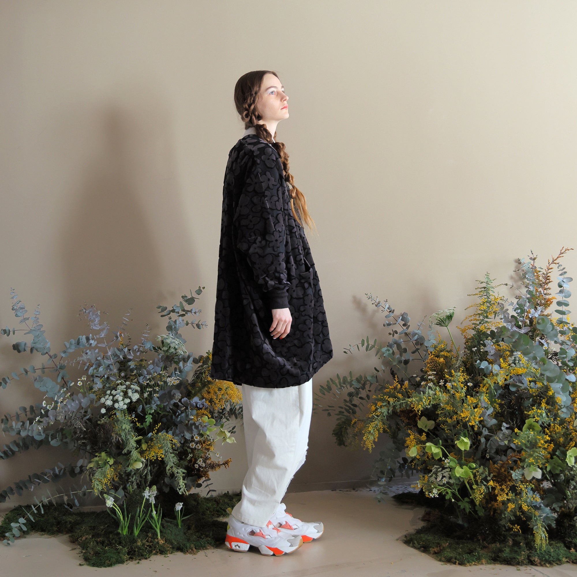 BSD24AW-15_VELOR BK | Flowers JQ Cardigan | Color:Velor Bk【BEDSIDEDRAMA_ベッドサイドドラマ】【archive】