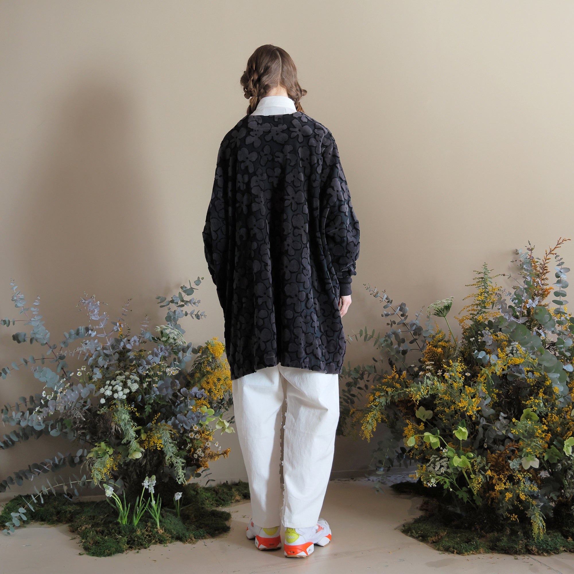 BSD24AW-15_VELOR BK | Flowers JQ Cardigan | Color:Velor Bk【BEDSIDEDRAMA_ベッドサイドドラマ】【archive】