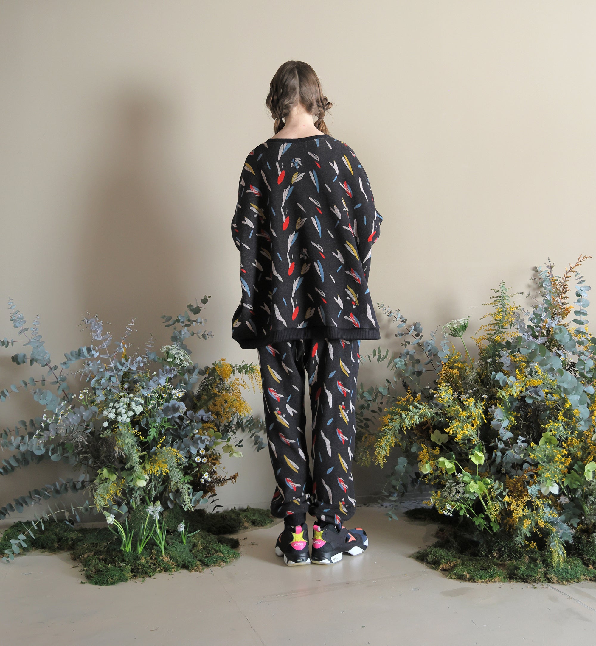 BSD24AW-17_COLOR BK | Flowers JQ Pants | Color:Color Bk【BEDSIDEDRAMA_ベッドサイドドラマ】【archive】
