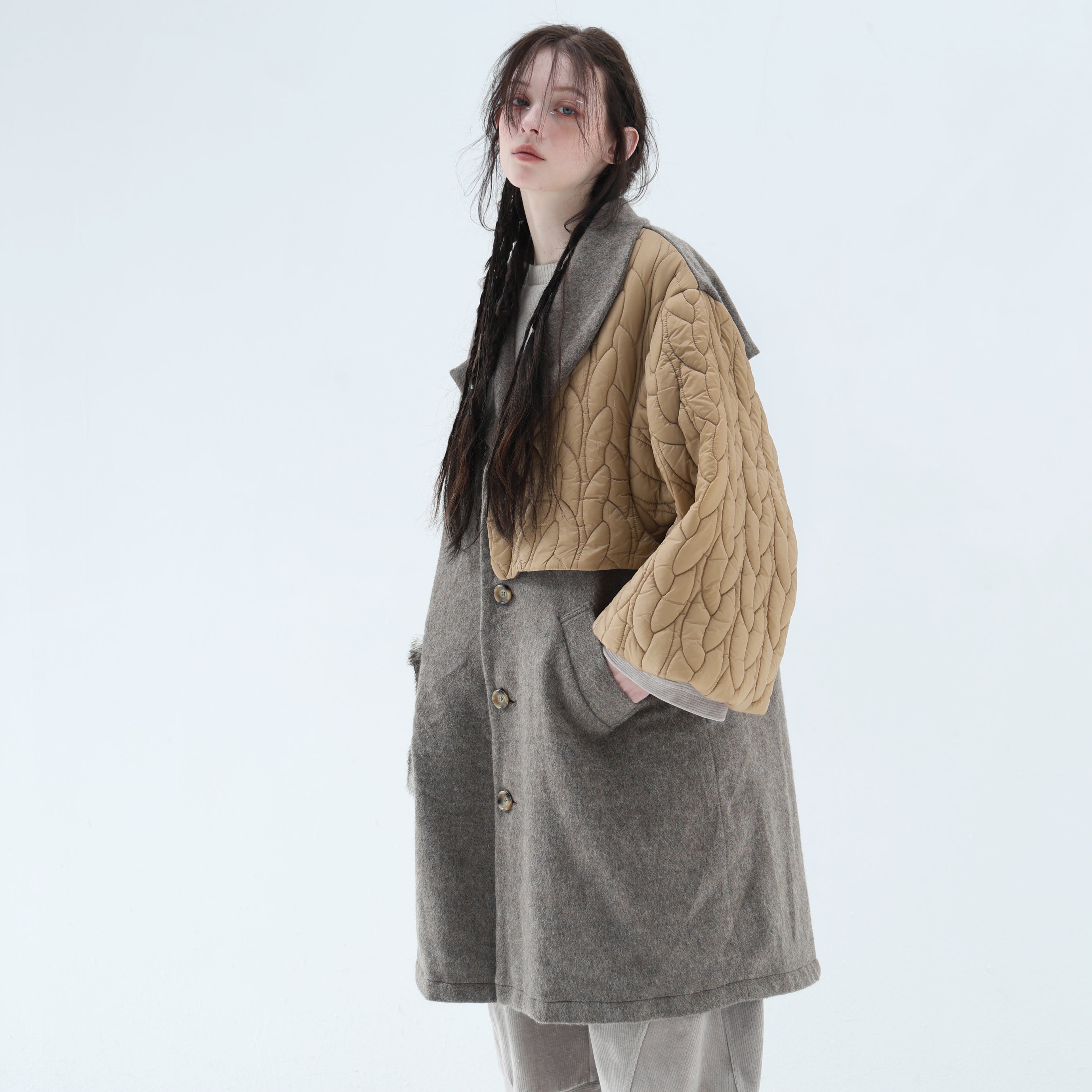 OOPARTS Mix Gawn Coat | Color_Beige | No_bsd25aw-01_beige【BEDSIDEDRAMA_ベッドサイドドラマ】
