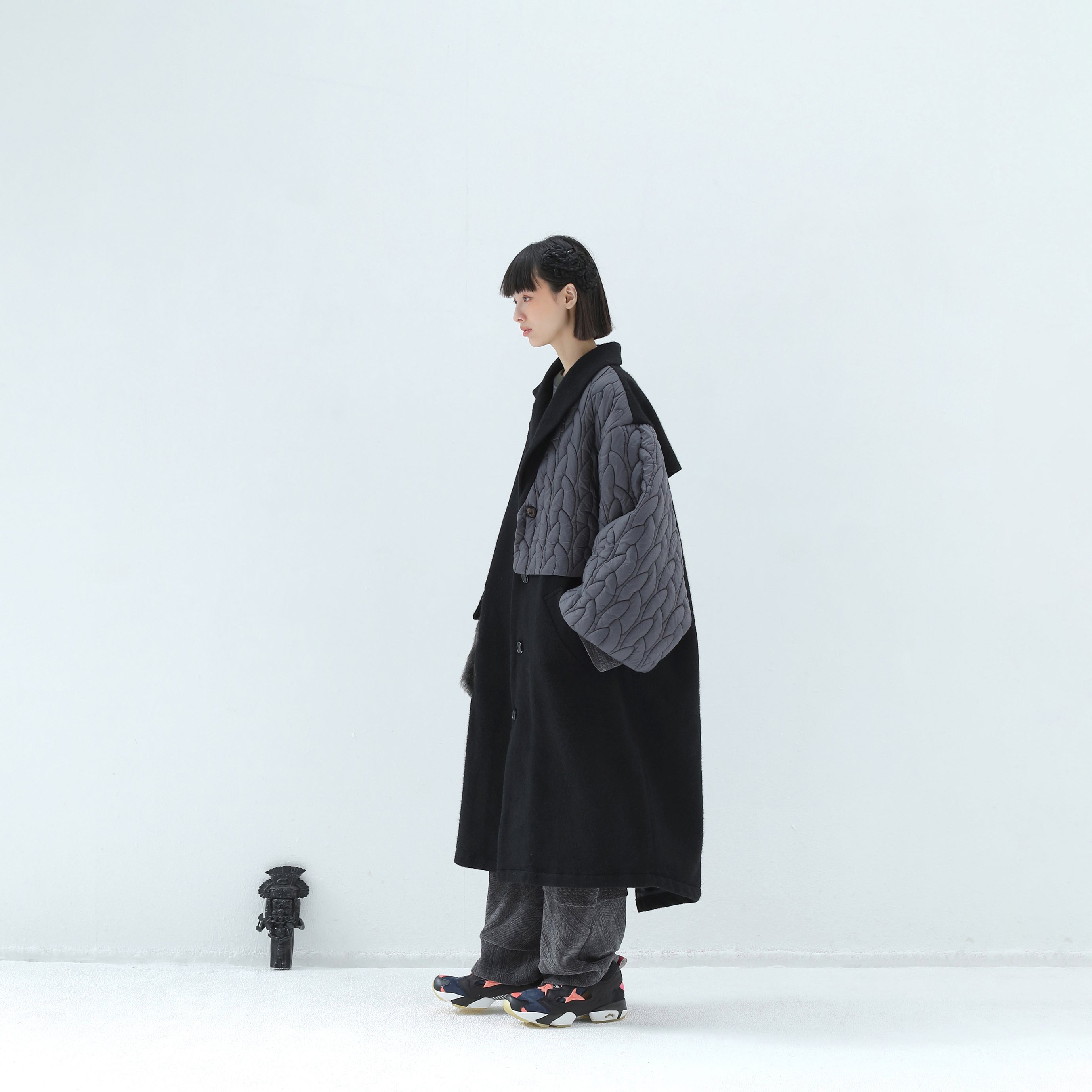 OOPARTS Mix Gawn Coat | Color_Black | No_bsd25aw-01_black【BEDSIDEDRAMA_ベッドサイドドラマ】【入荷予定アイテム・入荷連絡可能】