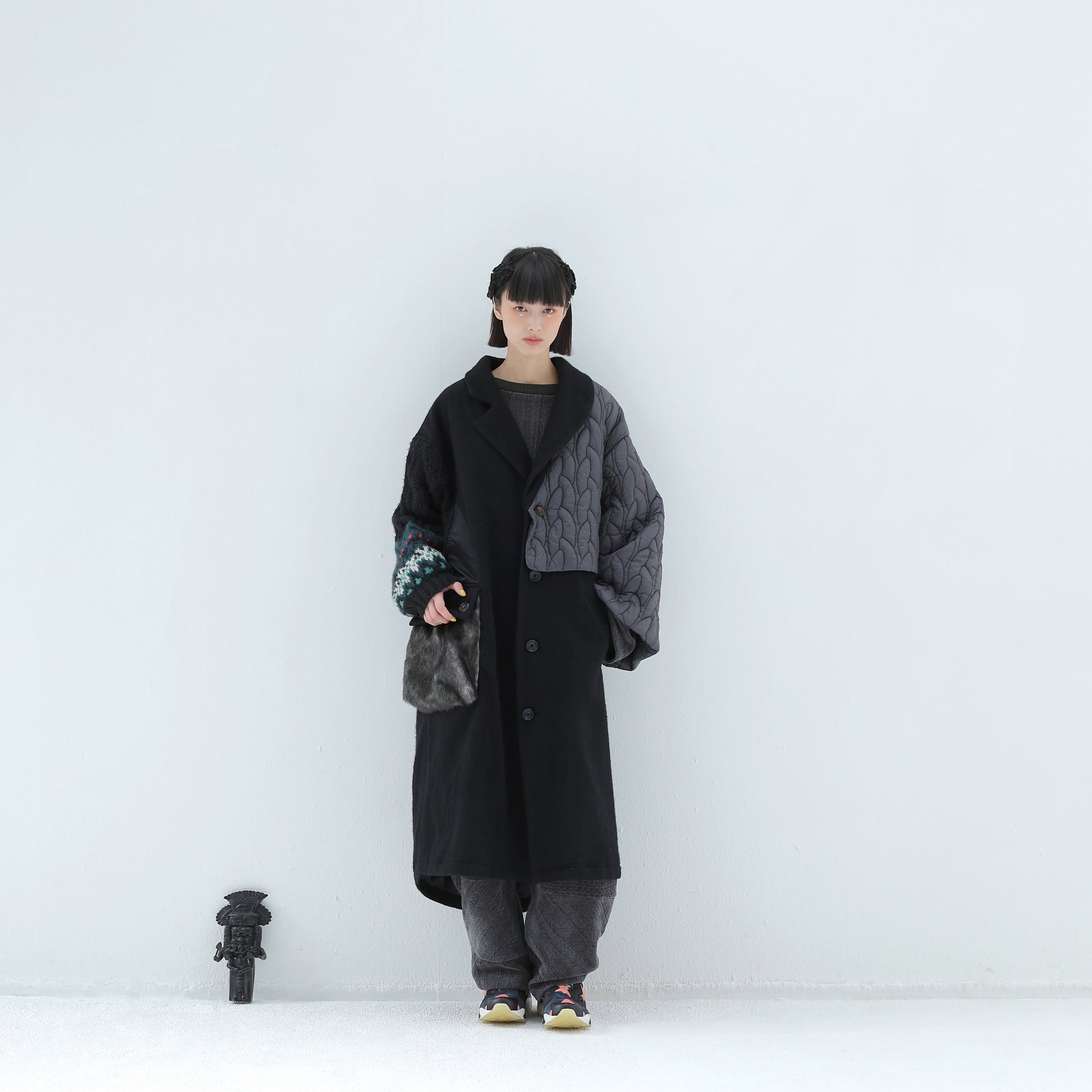 OOPARTS Mix Gawn Coat | Color_Black | No_bsd25aw-01_black【BEDSIDEDRAMA_ベッドサイドドラマ】【入荷予定アイテム・入荷連絡可能】