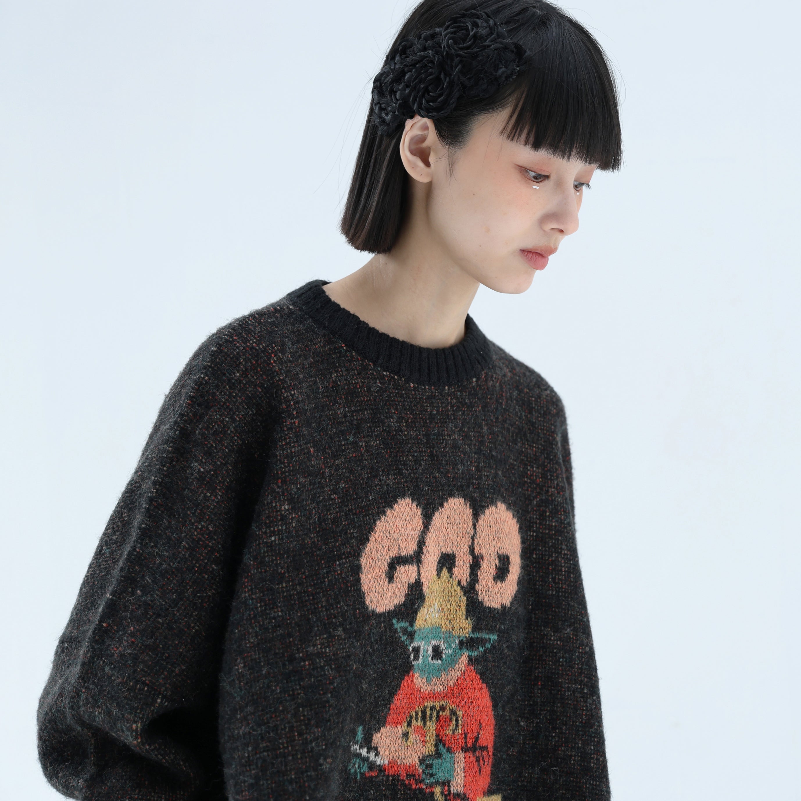 GOD Only Knows Knit Sweater | Color_Black | No_bsd25aw-08_black【BEDSIDEDRAMA_ベッドサイドドラマ】【入荷予定アイテム・入荷連絡可能】