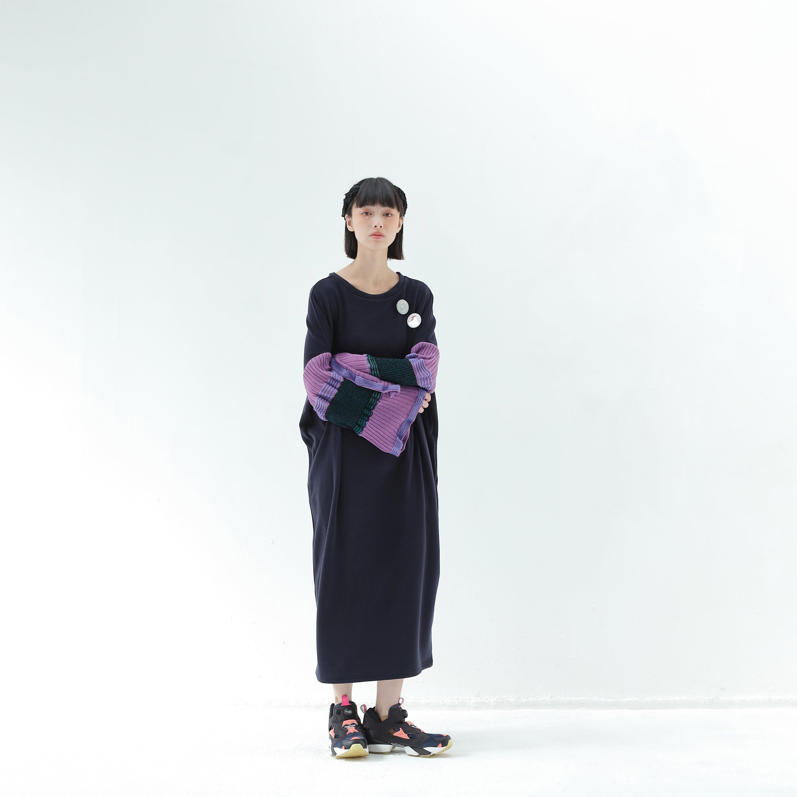 Drift Sleeve Dress | Color_Navy | No_bsd25aw-15_navy【BEDSIDEDRAMA_ベッドサイドドラマ】