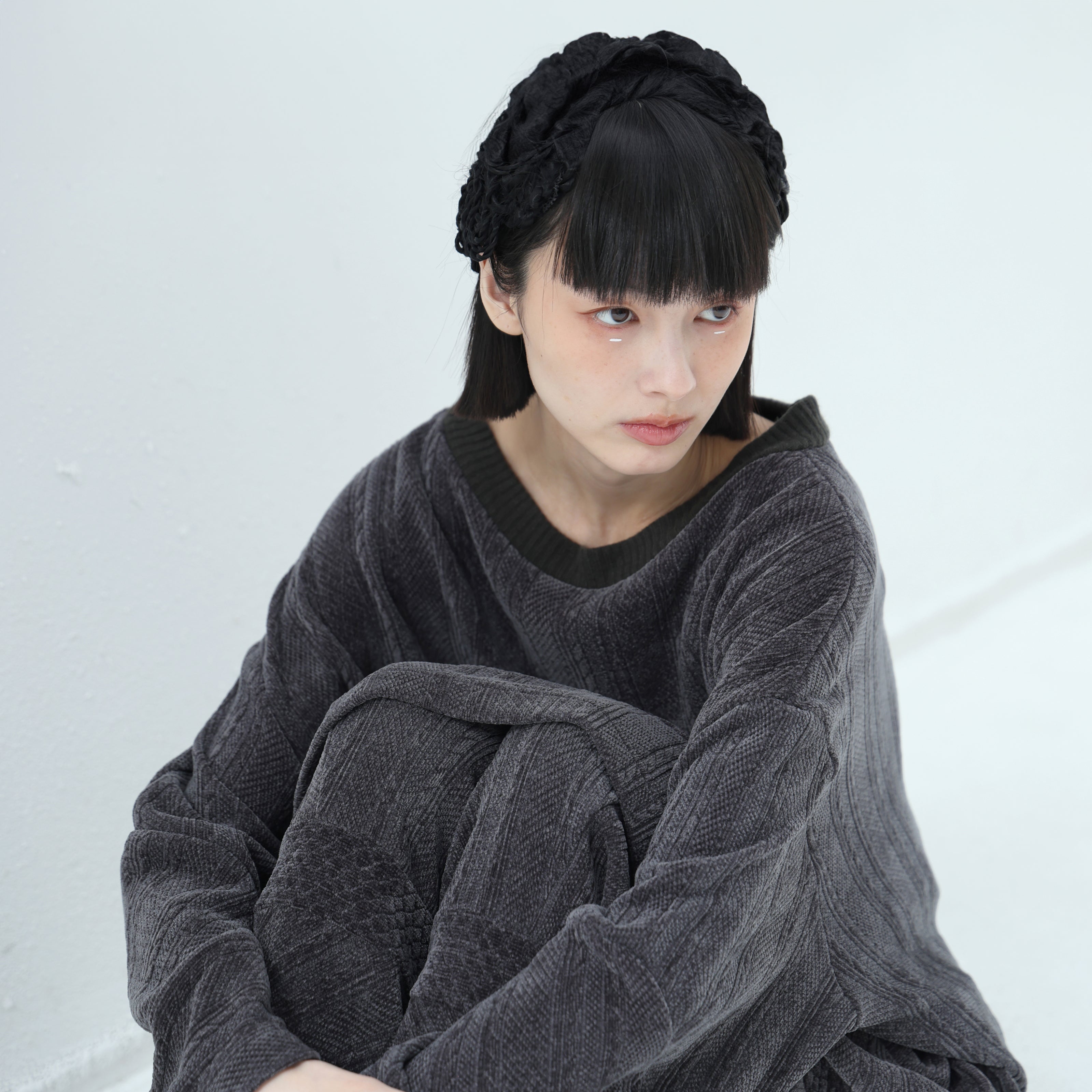 Pattern Switch Pullover | Color_Charcoal | No_bsd25aw-17_charcoal【BEDSIDEDRAMA_ベッドサイドドラマ】