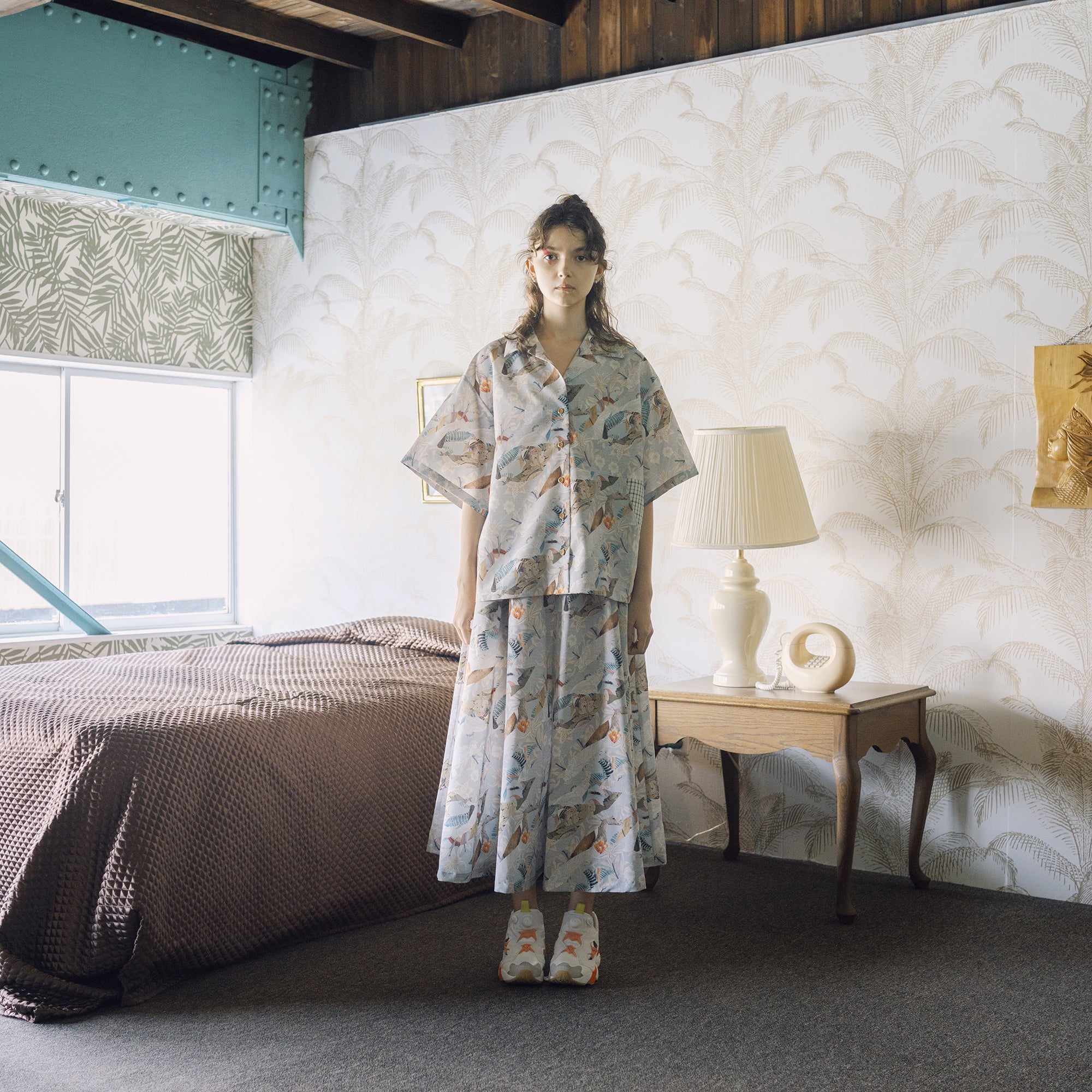 BSD25SS-05_Grey | Arts & Crafts ALOHA Shirt | Color:Grey【BEDSIDEDRAMA_ベッドサイドドラマ】【archive】