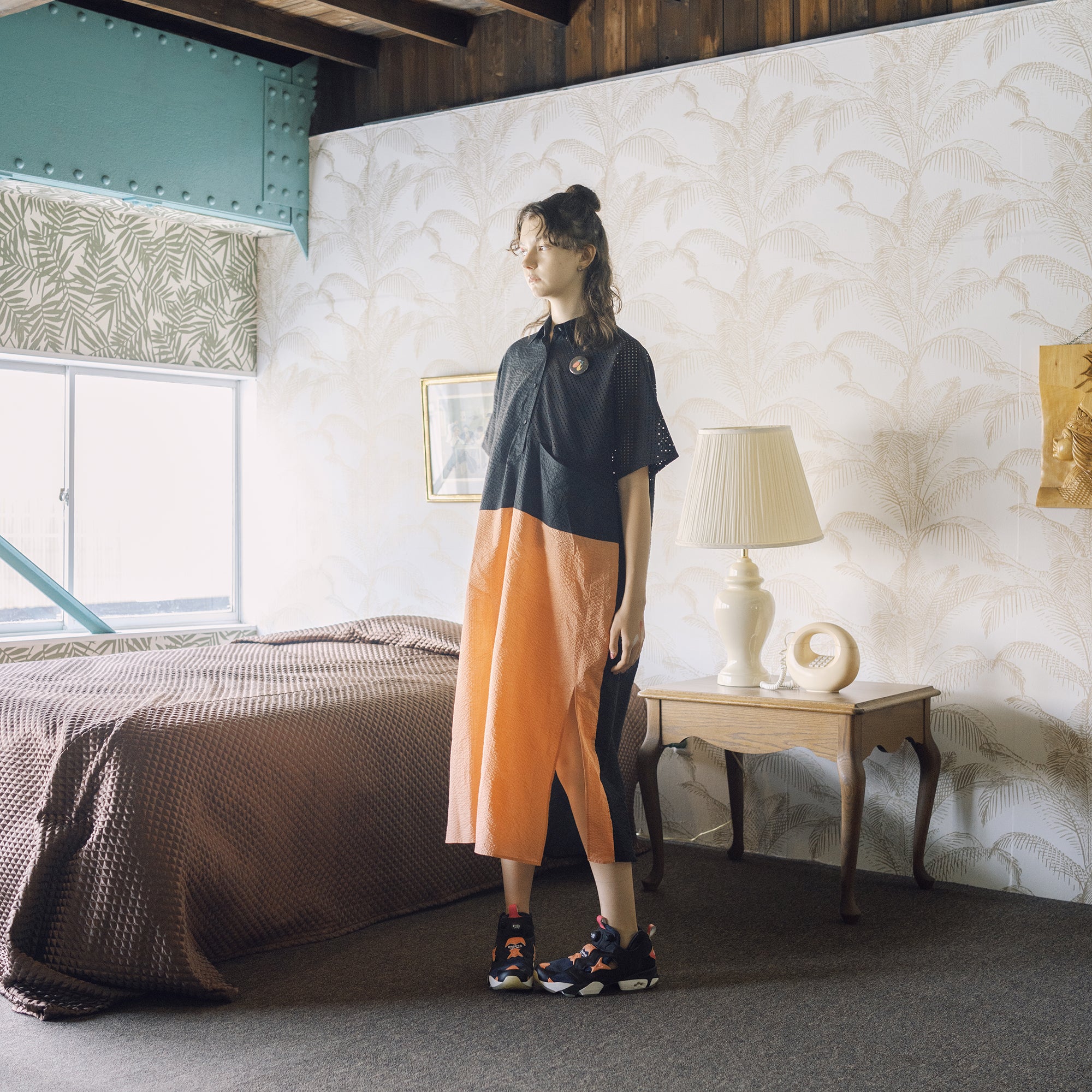 BSD25SS-15_Navy | Color Panel Relax One-piece | Color:Navy【BEDSIDEDRAMA_ベッドサイドドラマ】【archive】