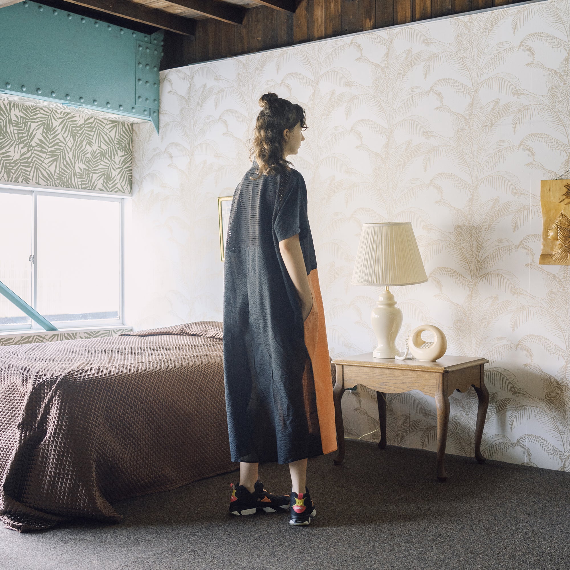 BSD25SS-15_Navy | Color Panel Relax One-piece | Color:Navy【BEDSIDEDRAMA_ベッドサイドドラマ】【archive】