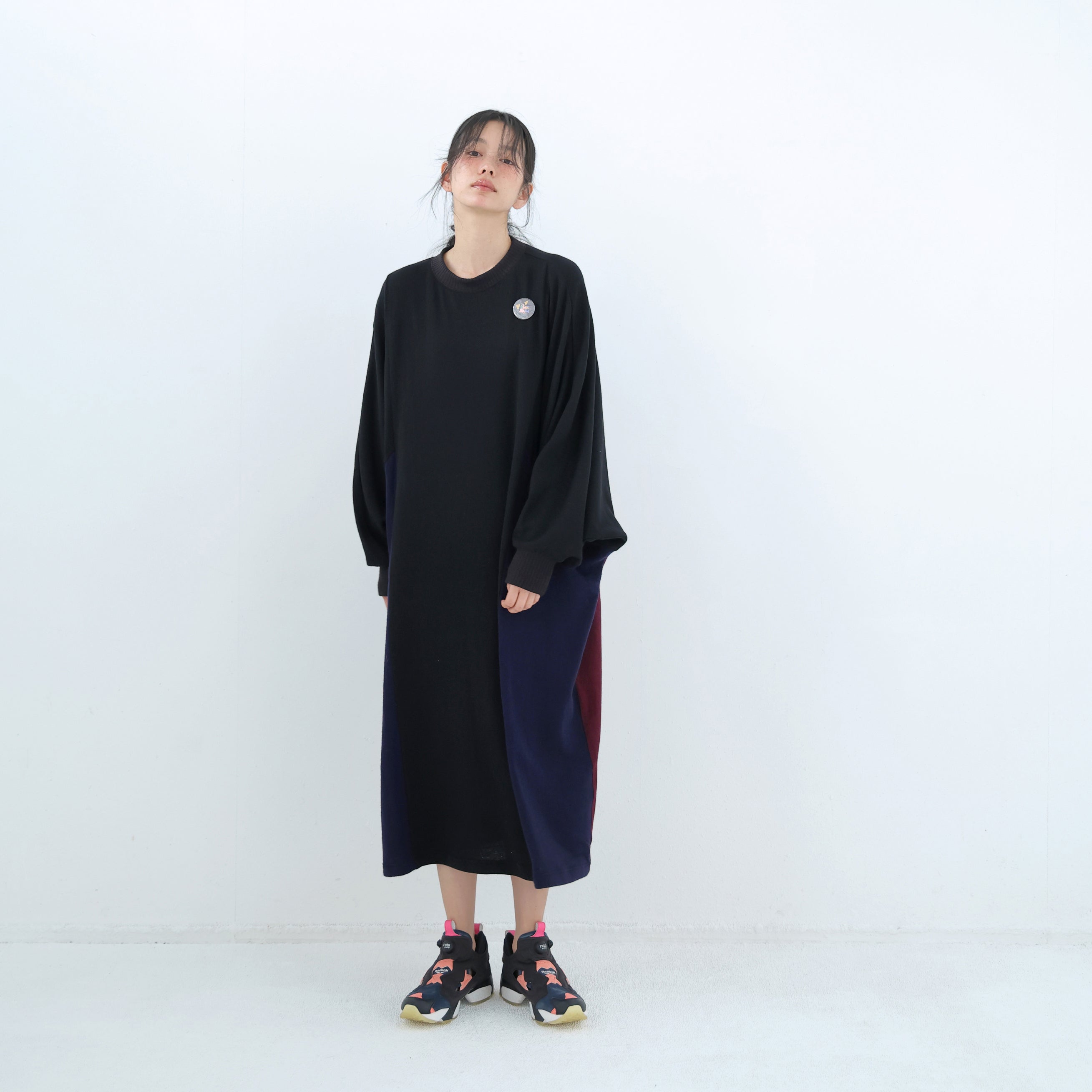 Pattern Switch Wide Dress – Black | BEDSIDEDRAMA | 入荷予定アイテム