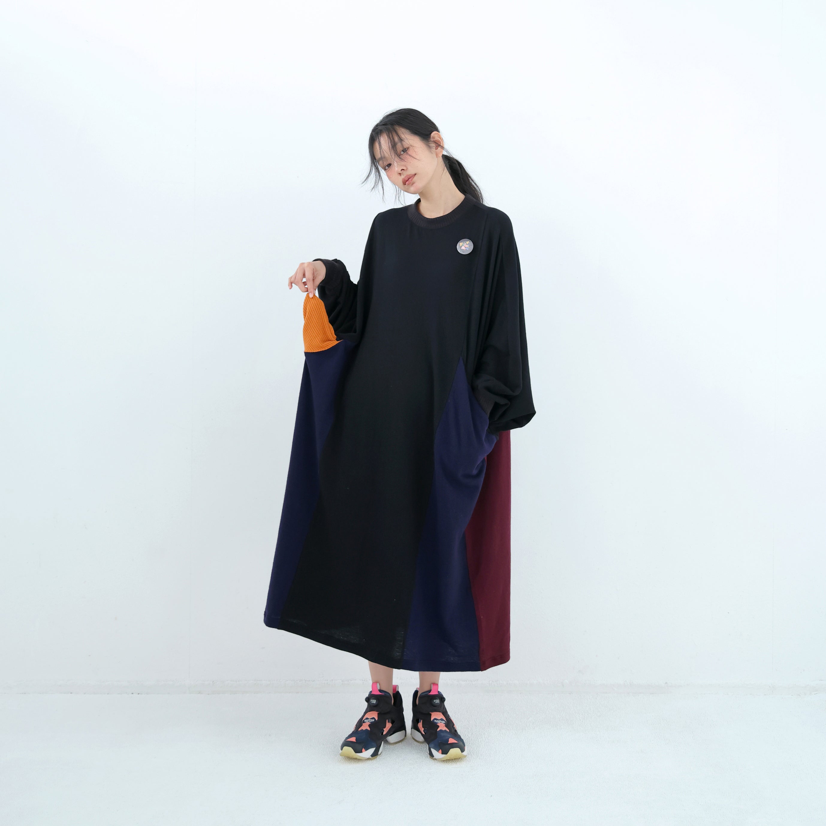 Pattern Switch Wide Dress – Black | BEDSIDEDRAMA | 入荷予定アイテム