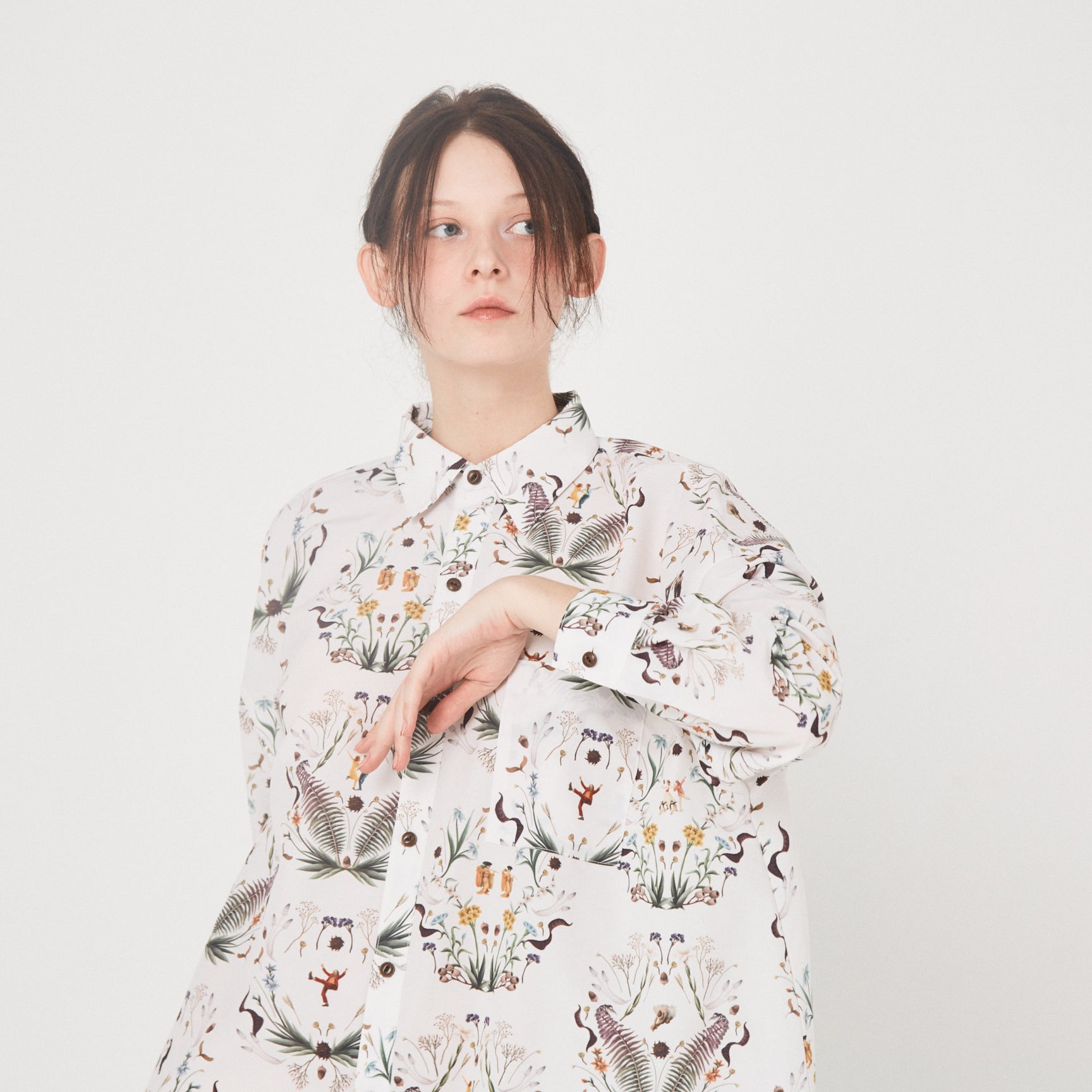 Dance In The Garden Maxi Shirt | Color_Natural | No_BSD26SS-15_Natural【BEDSIDEDRAMA_ベッドサイドドラマ】【入荷予定アイテム・入荷連絡可能】