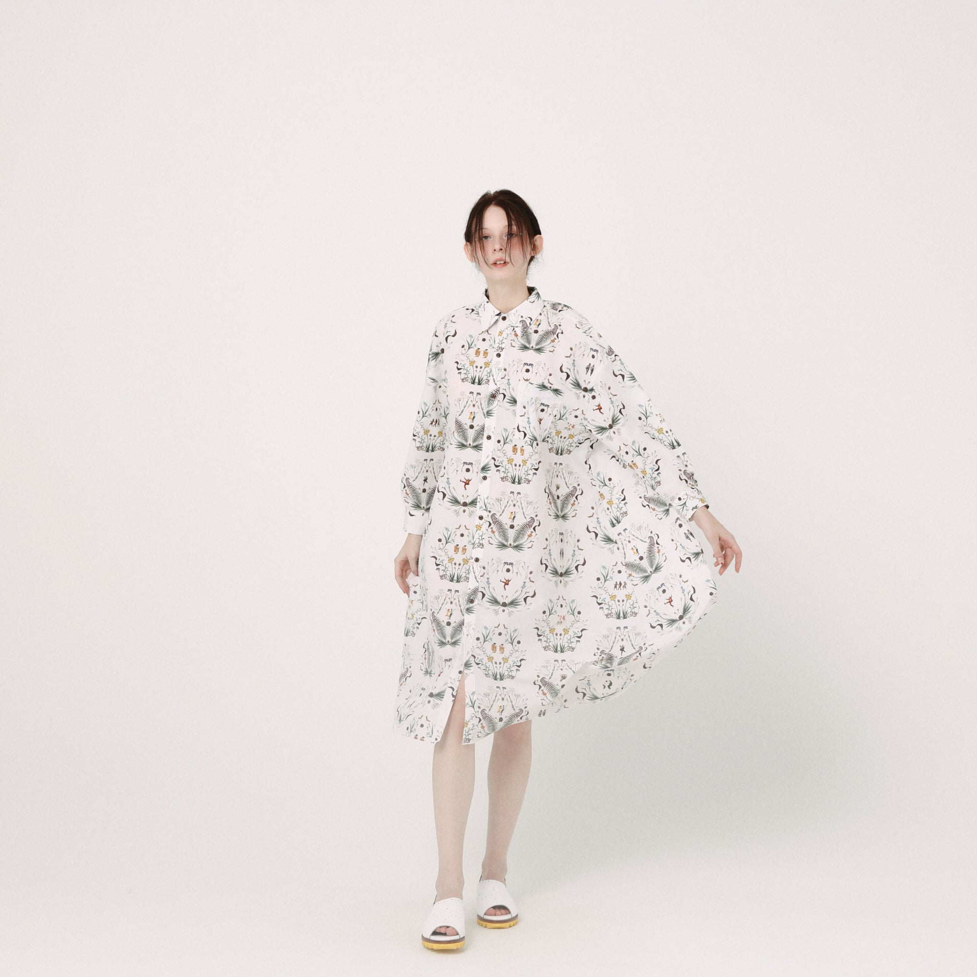 Dance In The Garden Maxi Shirt | Color_Natural | No_BSD26SS-15_Natural【BEDSIDEDRAMA_ベッドサイドドラマ】【入荷予定アイテム・入荷連絡可能】