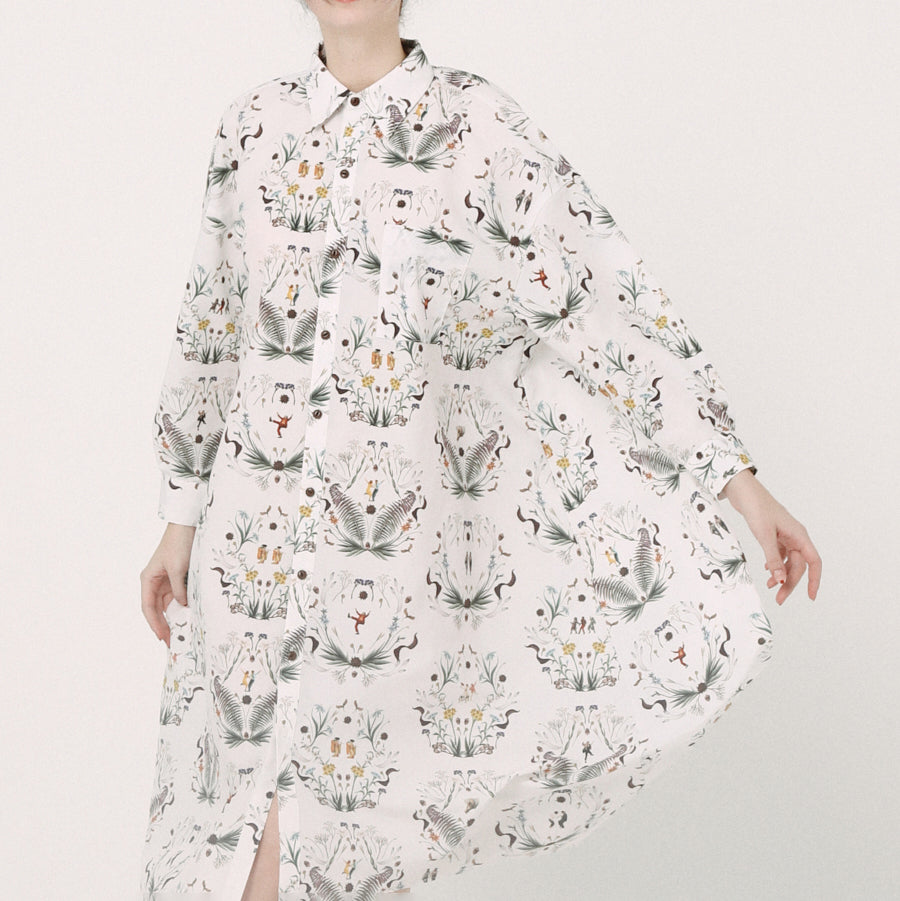 Dance In The Garden Maxi Shirt | Color_Natural | No_BSD26SS-15_Natural【BEDSIDEDRAMA_ベッドサイドドラマ】【入荷予定アイテム・入荷連絡可能】