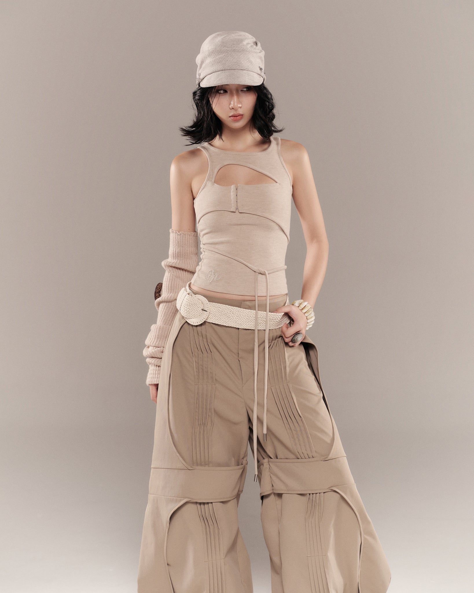 CONRAD SLEEVELESS TOP (SAND BEIGE) | Bunny Hill Concept