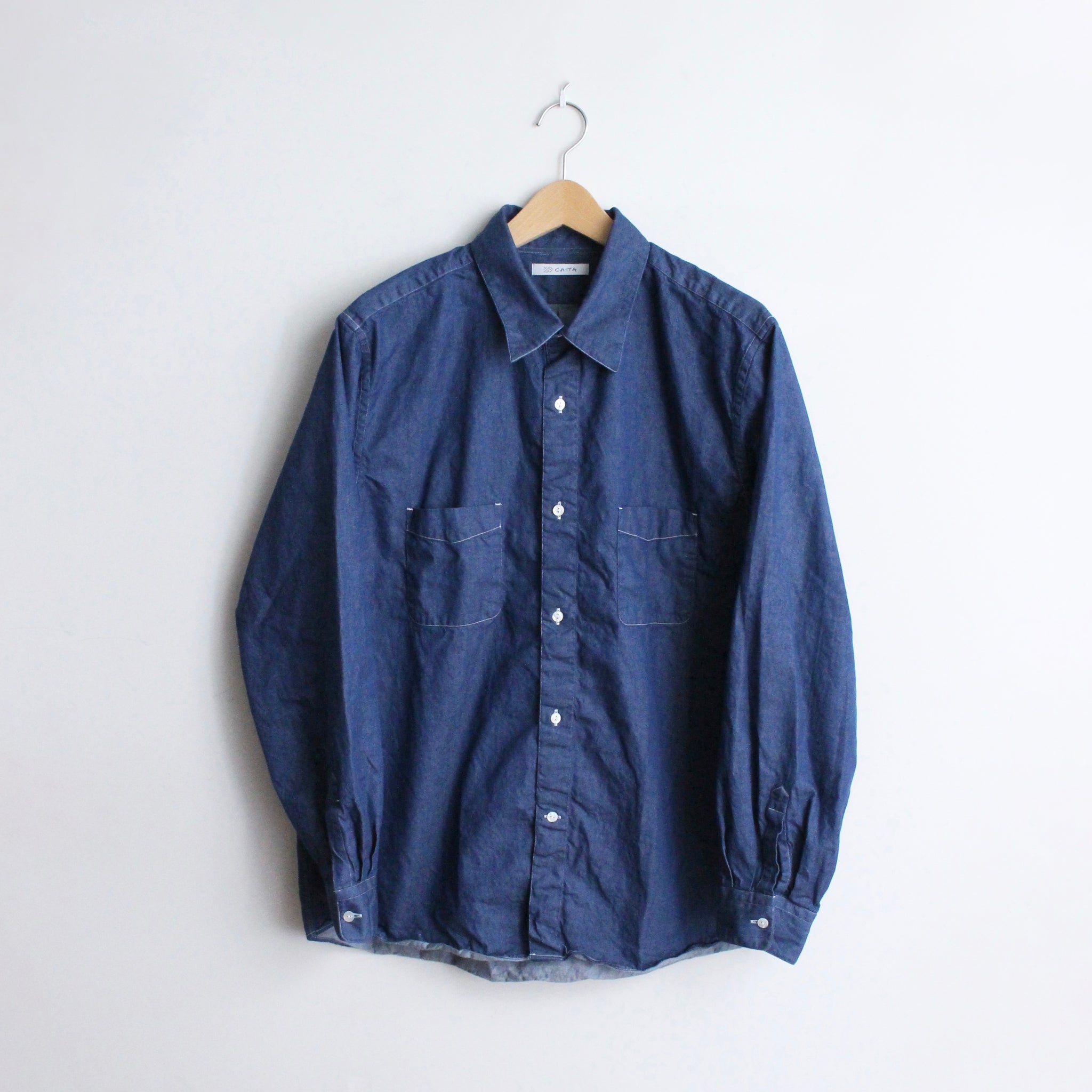 REGULAR WIDE W POCKET SHIRT-DENIM – Navy | CATTA SHIRTS