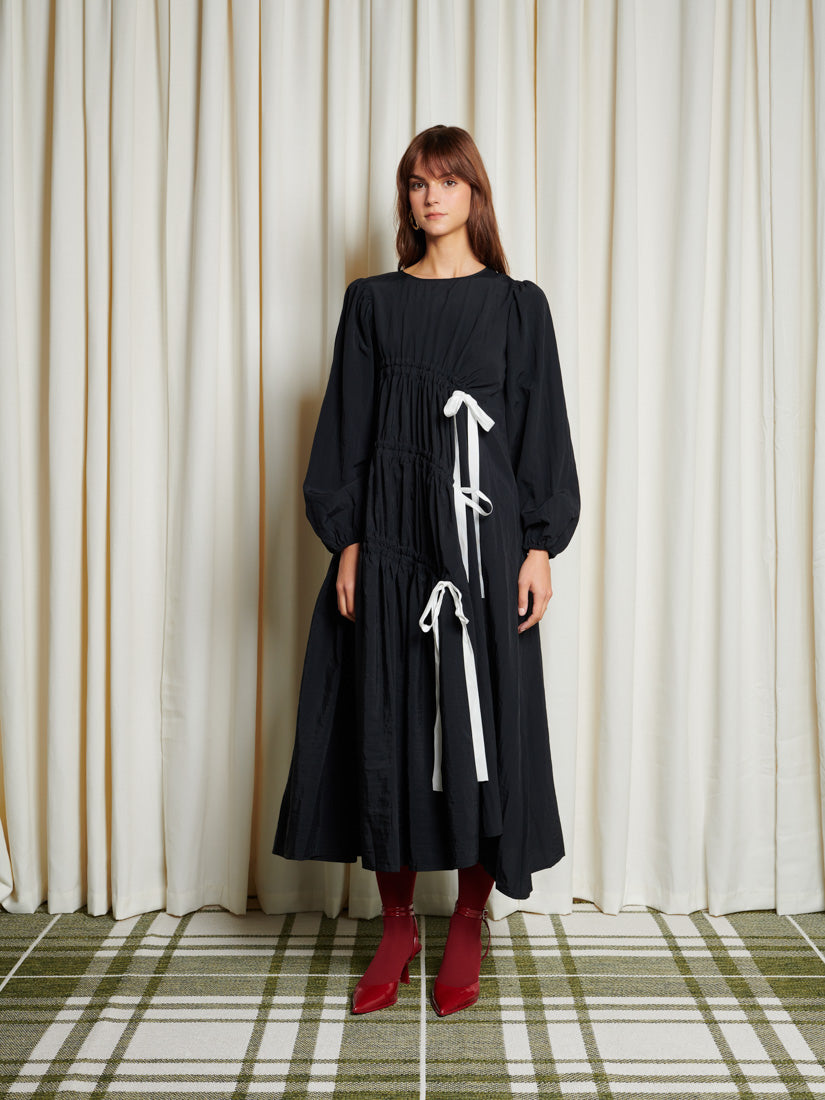 31GH00DRG931BLK | Campbell Ruched Midi Dress | Color:Black【GHOSPELL_ゴスペル】【archive】