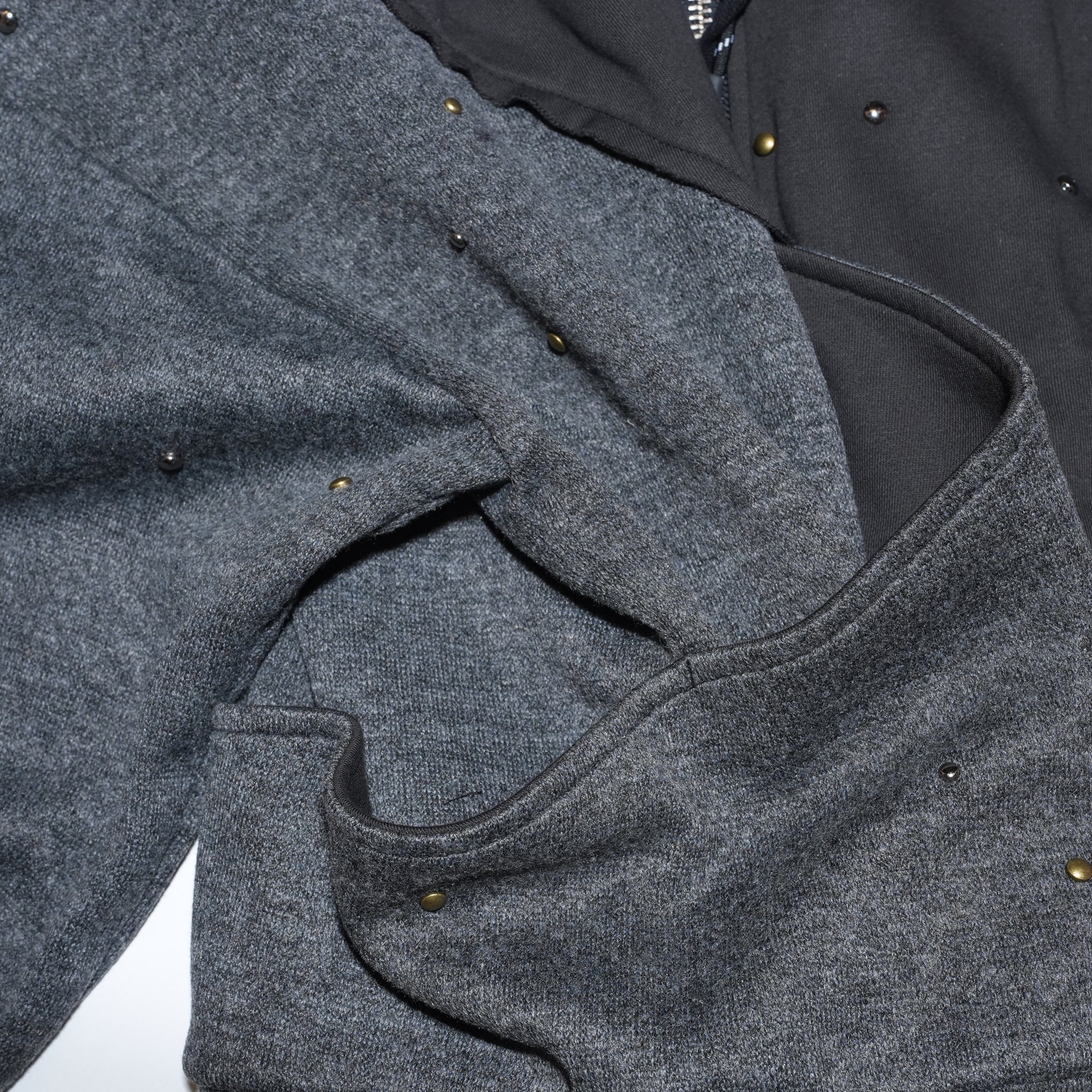 (A)crypsis® “High-Density Handcrafted Starry Sky Jewelry-Detail Structured Zipper Jacket” in Dark Gray | (A)CRYPSIS®