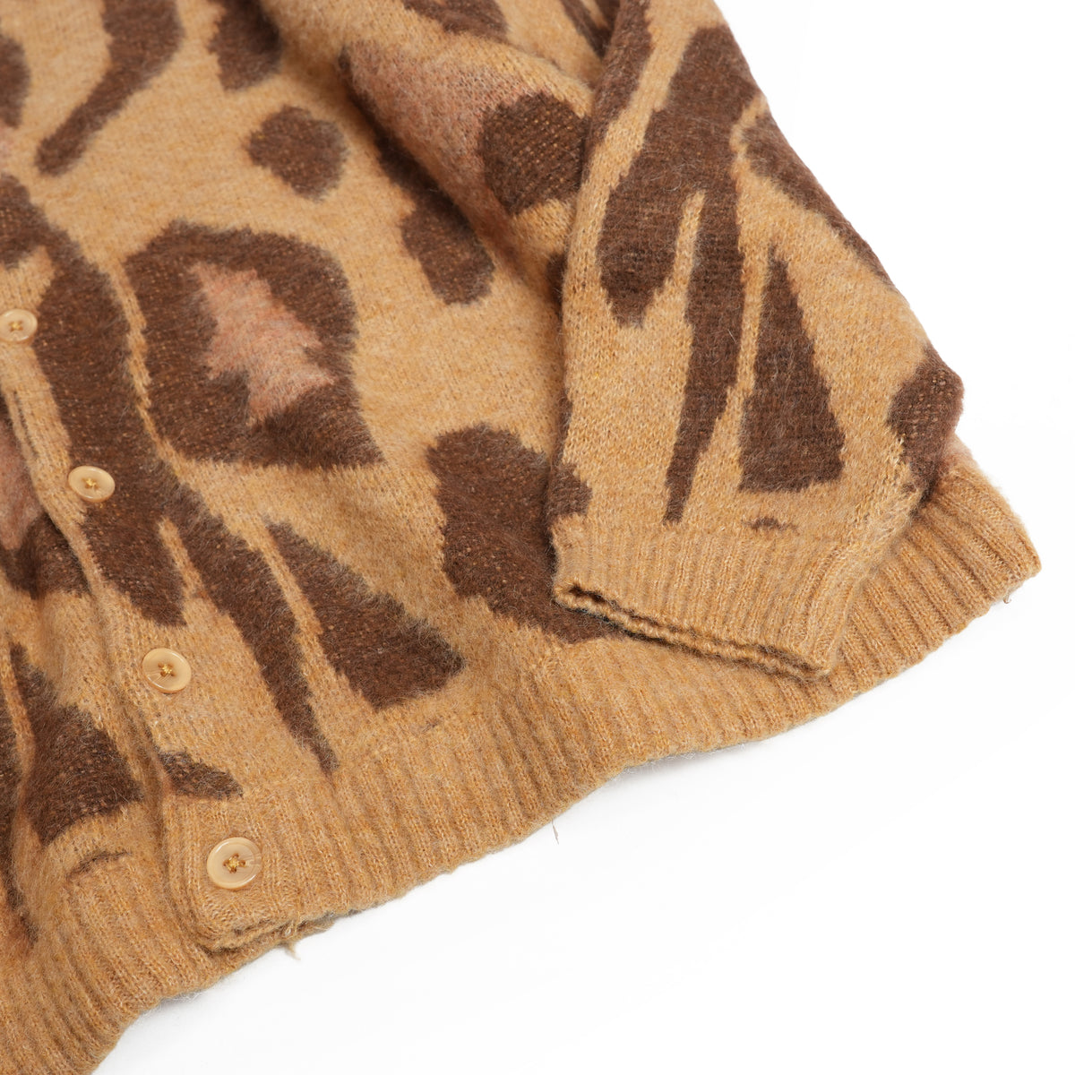 Mohair Shaggy Jacqaurd Cardigan – Leopard | TOWNCRAFT