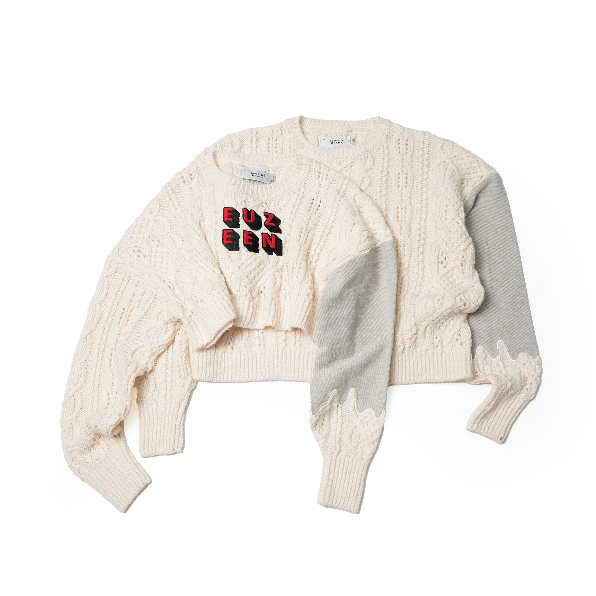 No:bsd23AW-16 | Name:EUZEEN Mix Knit Sweater | Color:Off White