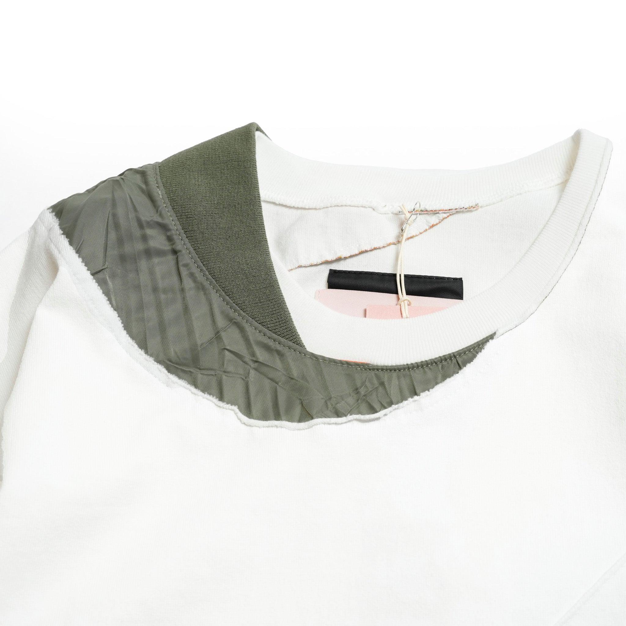 Seivson X (A)crypsis® MA-1 Multi-Processed Asymmetric Pleated T-Shirt ㄧ WHITE | Size:Free【(A)CRYPSIS®】【archive】【SEIVSON_セイヴソン】【archive】