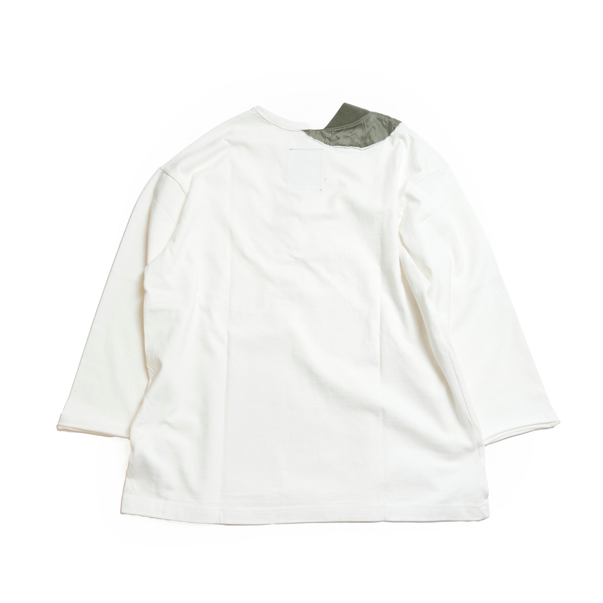 Seivson X (A)crypsis® MA-1 Multi-Processed Asymmetric Pleated T-Shirt ㄧ WHITE | Size:Free【(A)CRYPSIS®】【archive】【SEIVSON_セイヴソン】【archive】