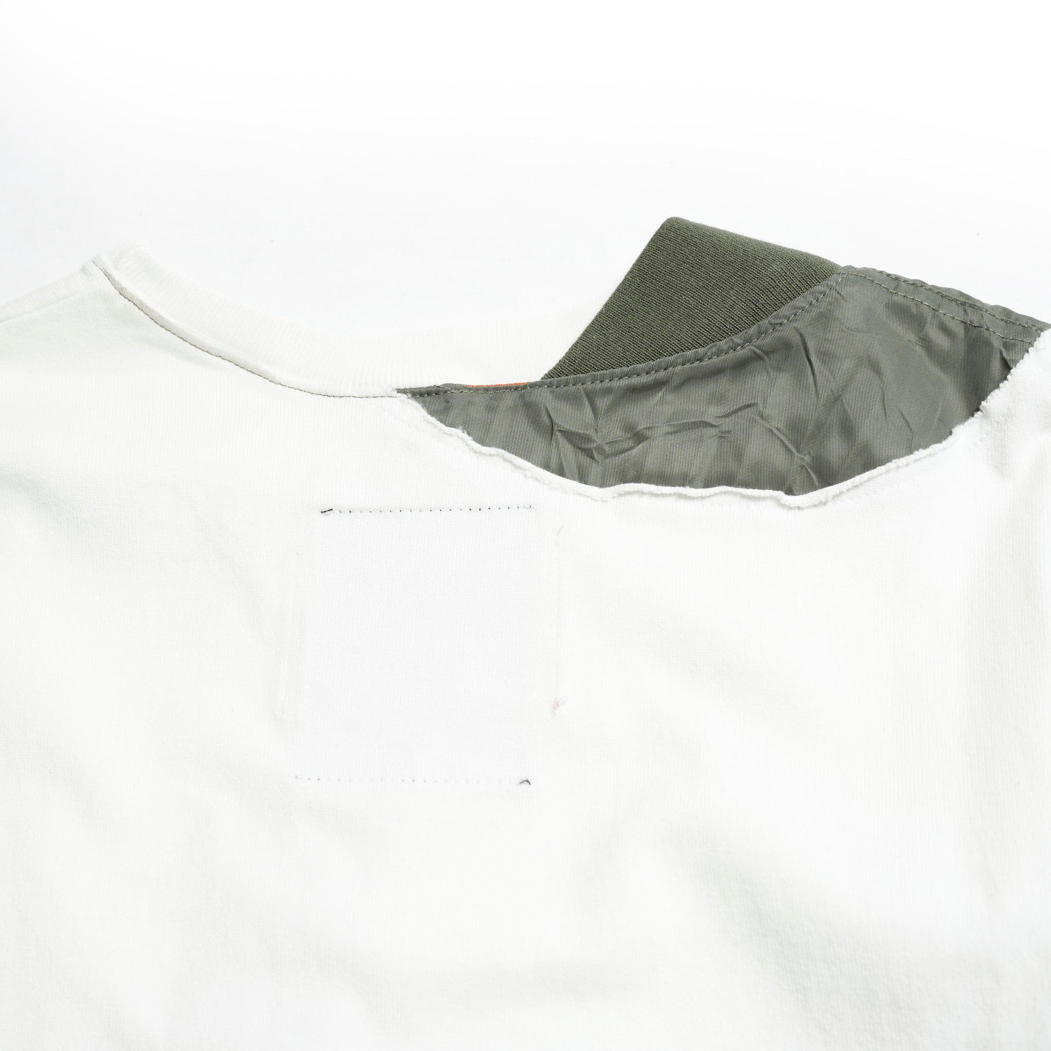 Seivson X (A)crypsis® MA-1 Multi-Processed Asymmetric Pleated T-Shirt ㄧ WHITE | Size:Free【(A)CRYPSIS®】【archive】【SEIVSON_セイヴソン】【archive】