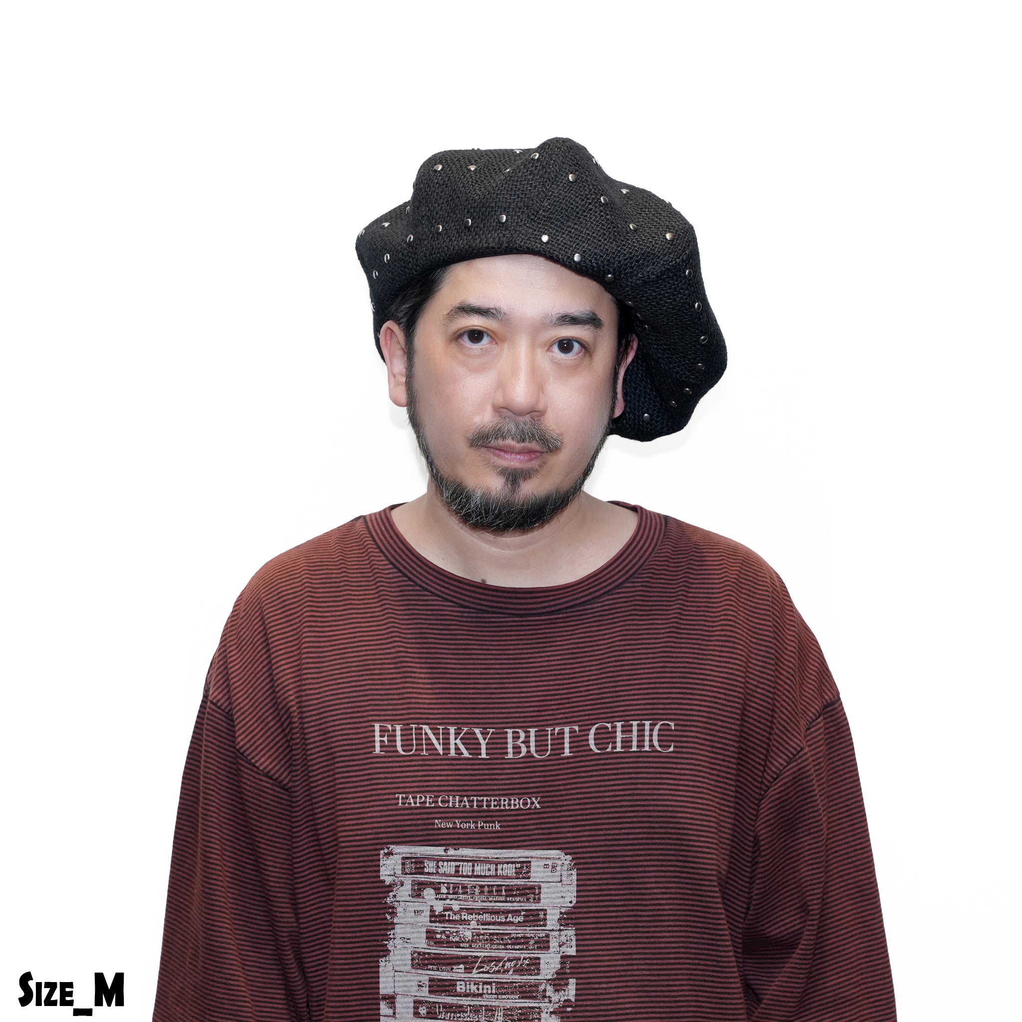 JUTE 8 PANELS BIG BERET with STUDS | ORIGINAL JOHN
