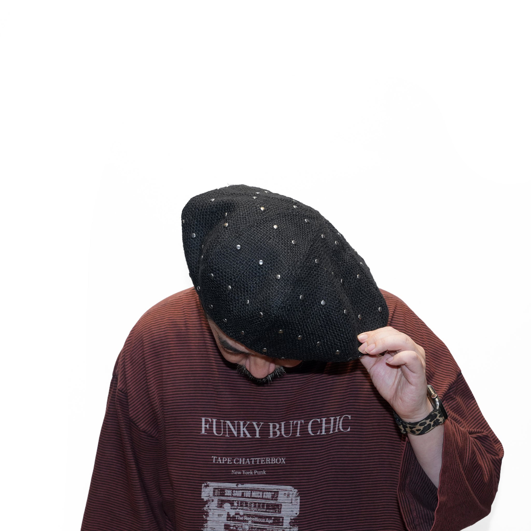 JUTE 8 PANELS BIG BERET with STUDS | ORIGINAL JOHN