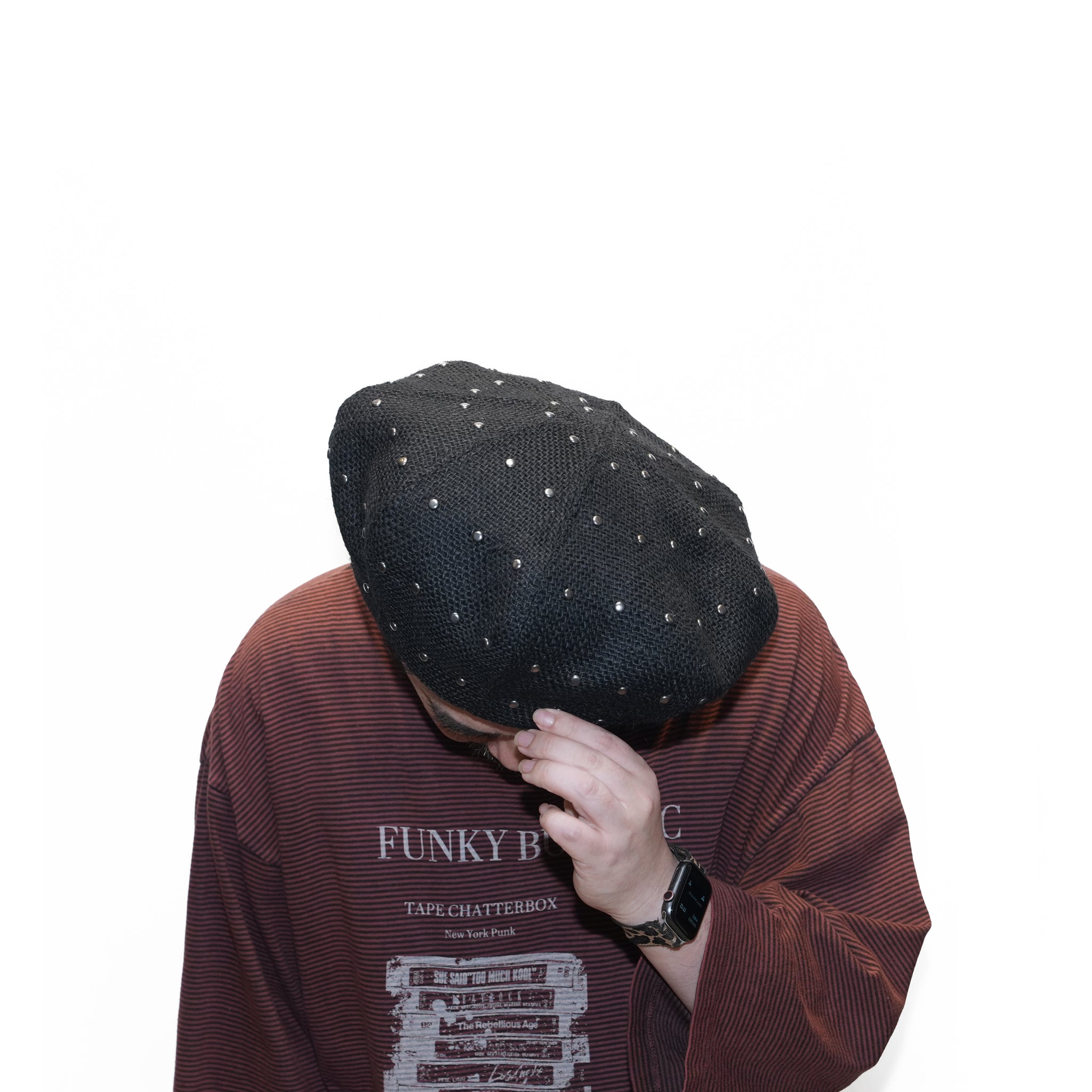 JUTE 8 PANELS BIG BERET with STUDS | ORIGINAL JOHN