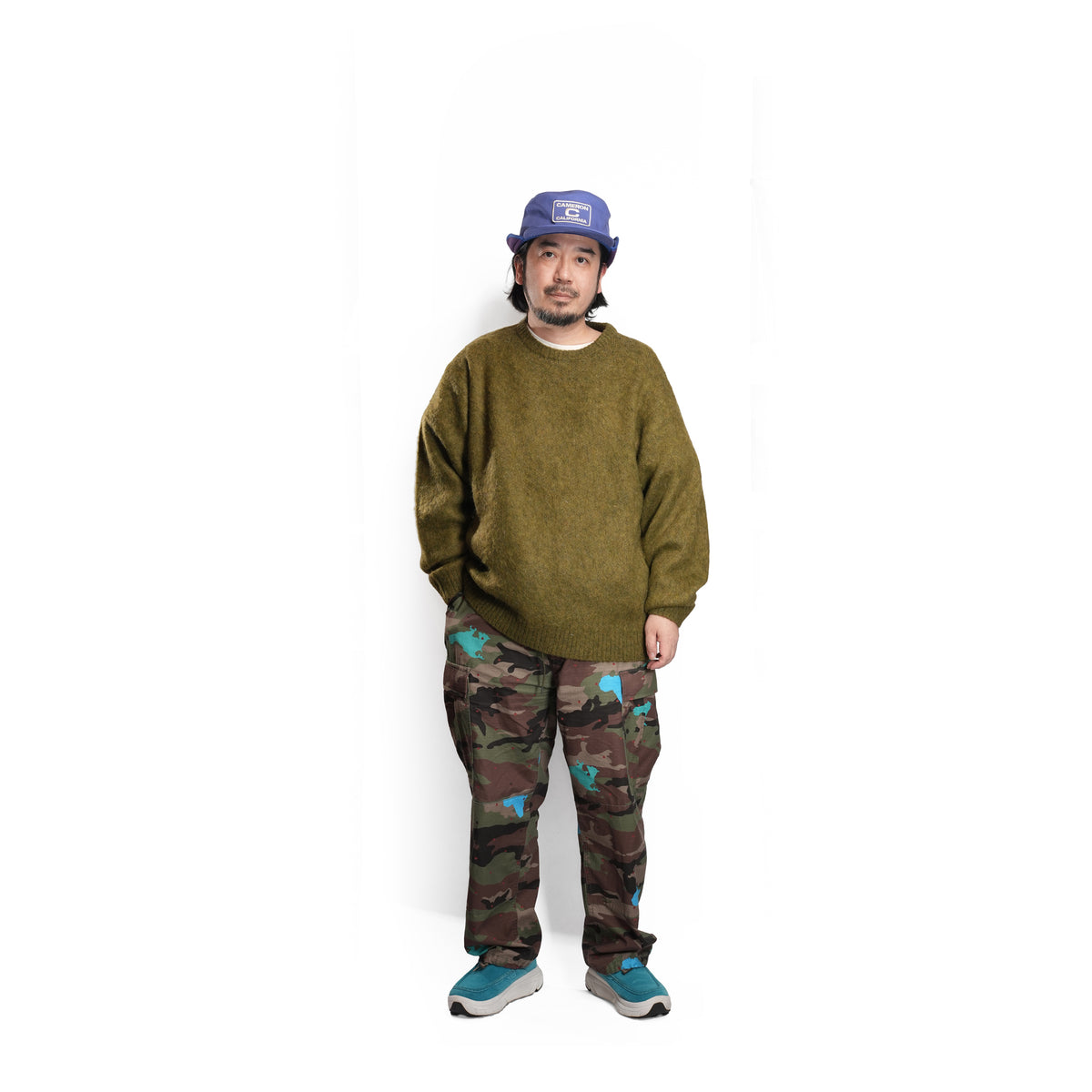 Mohair Shaggy Crew Sweater – Olive | TOWNCRAFT