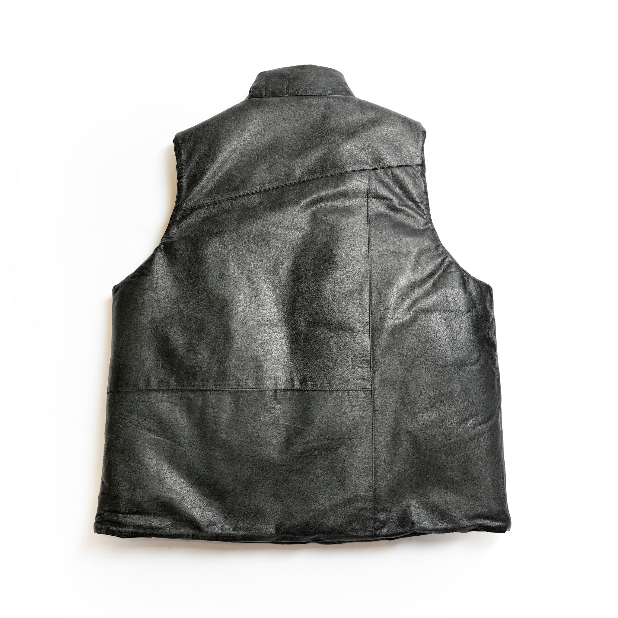 VOO-SPG-15_BLACKWATCH | EXELEZA REV VEST SP | Color:BLACK LEATHER(ダメージ加工)【VOO_ヴォー】