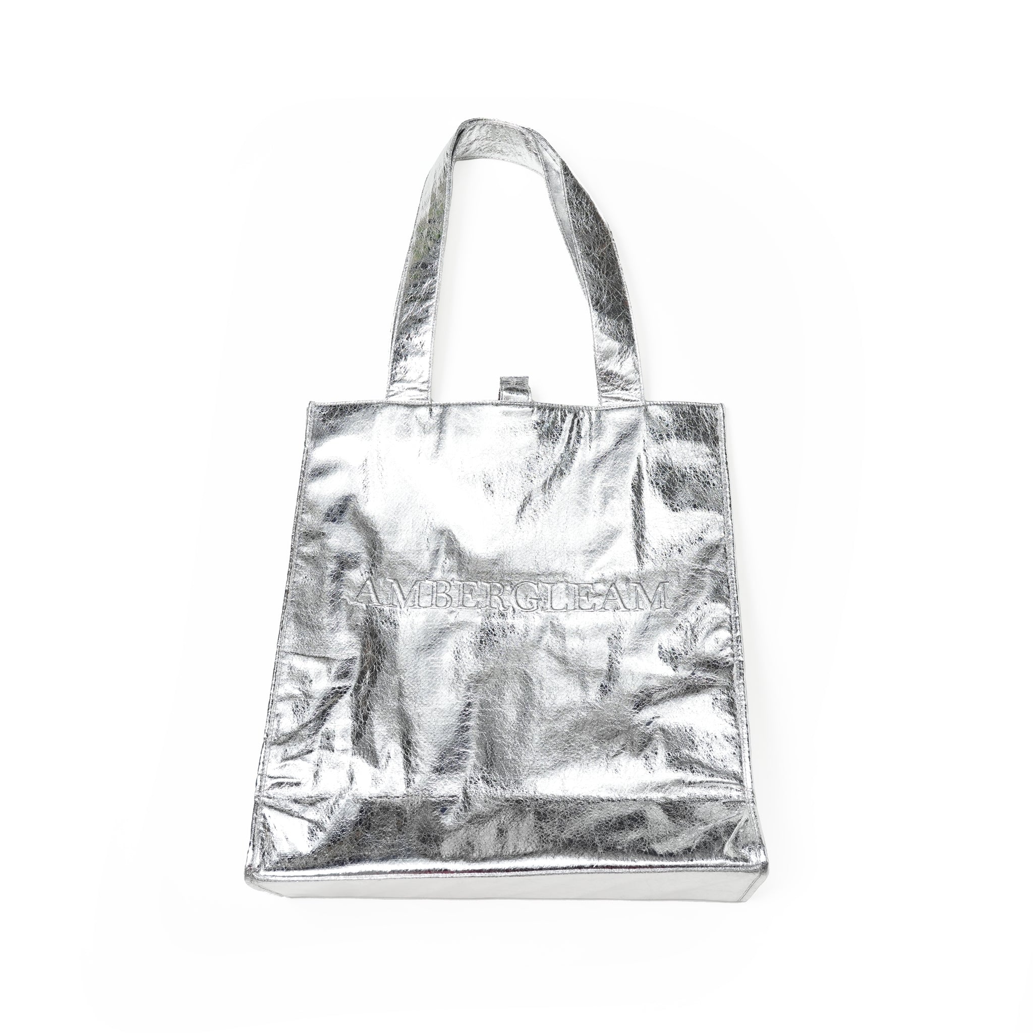 Name:BIG Leather Tote Bag | Color:Silver【AMBERGLEAM_アンバー