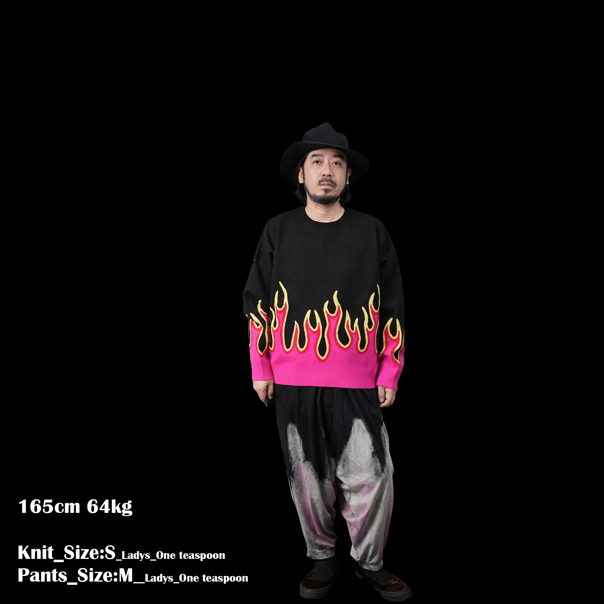 No:26161 | Name:ON FIRE INTARSIA SWEATER | Color:BLACK【ONE TEASPOON_ワンティースプーン】