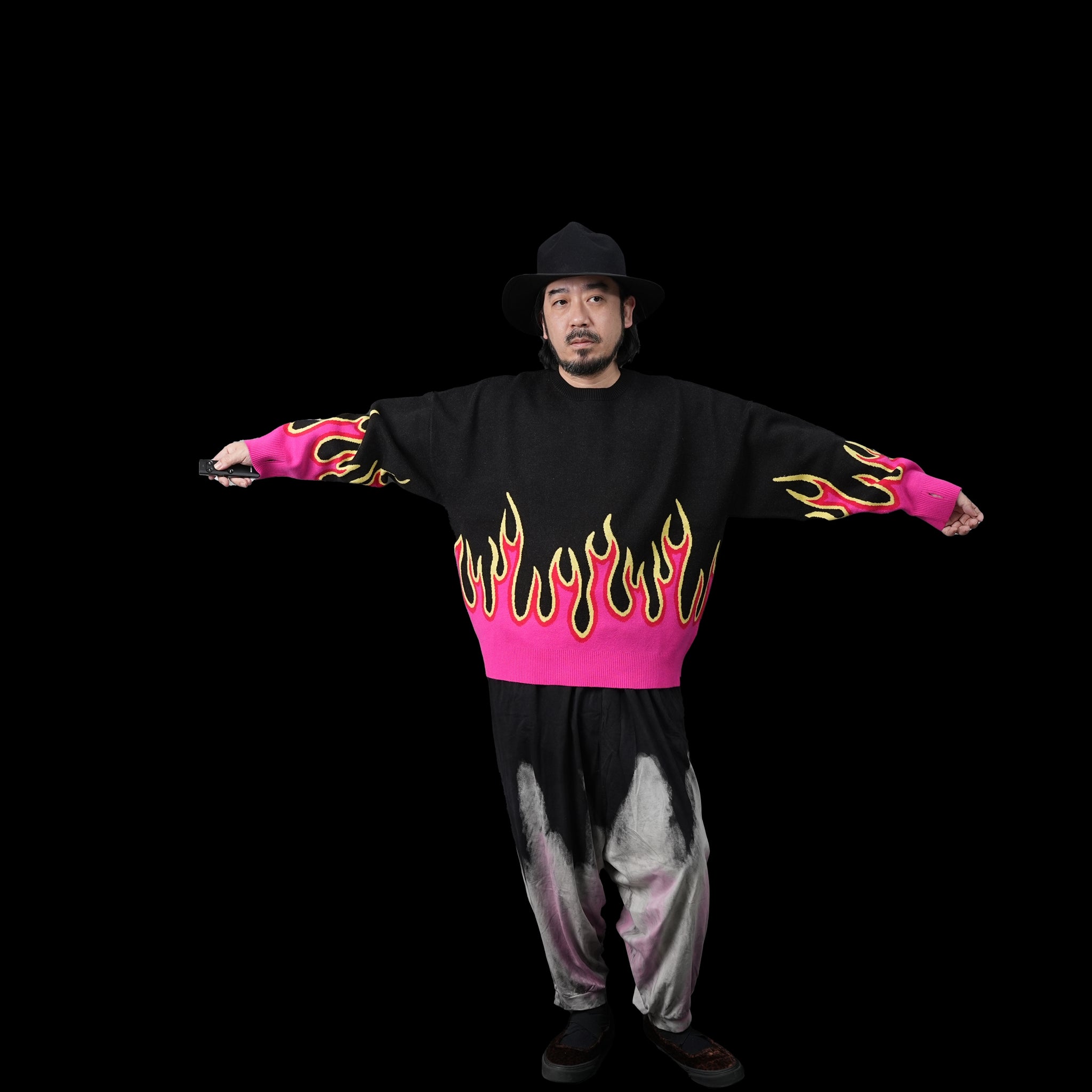 ON FIRE INTARSIA SWEATER – BLACK | ONE TEASPOON