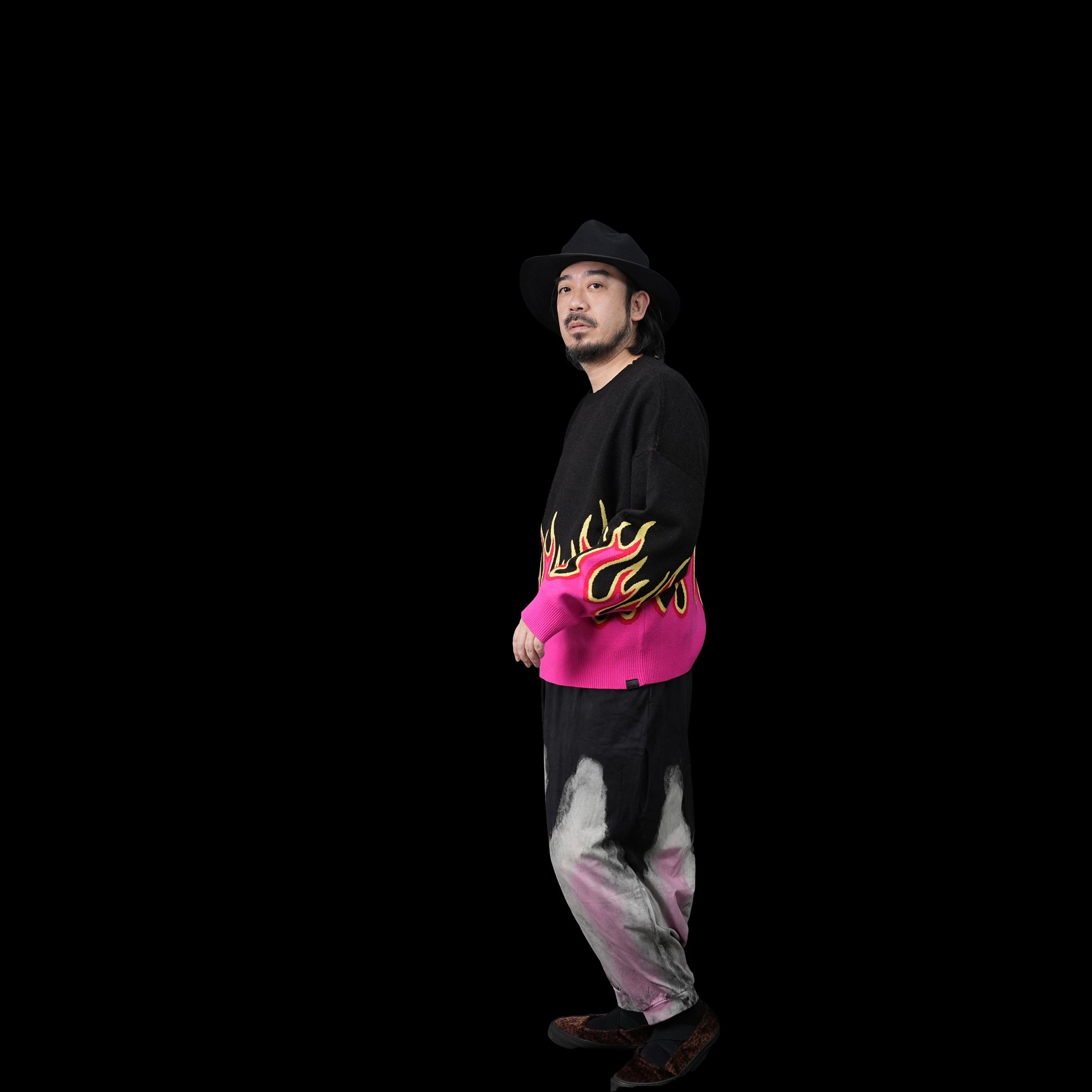 No:26161 | Name:ON FIRE INTARSIA SWEATER | Color:BLACK【ONE TEASPOON_ワンティースプーン】