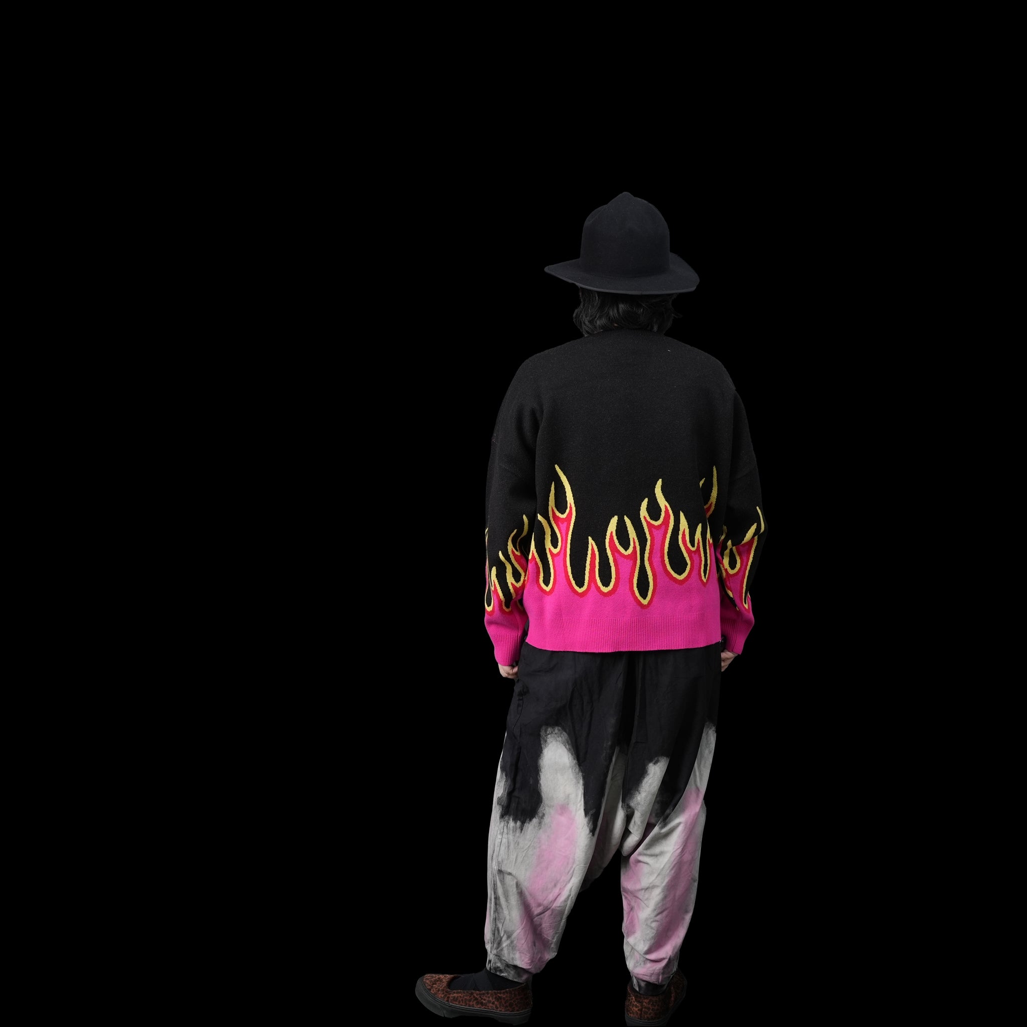 No:26161 | Name:ON FIRE INTARSIA SWEATER | Color:BLACK【ONE TEASPOON_ワンティースプーン】