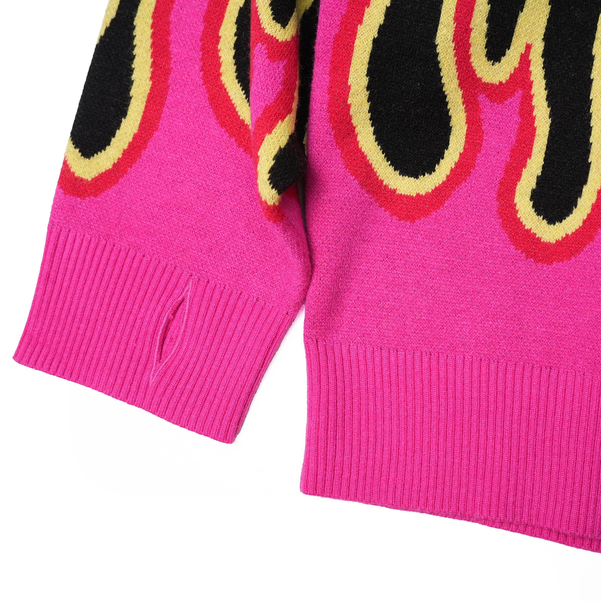 ON FIRE INTARSIA SWEATER – BLACK | ONE TEASPOON