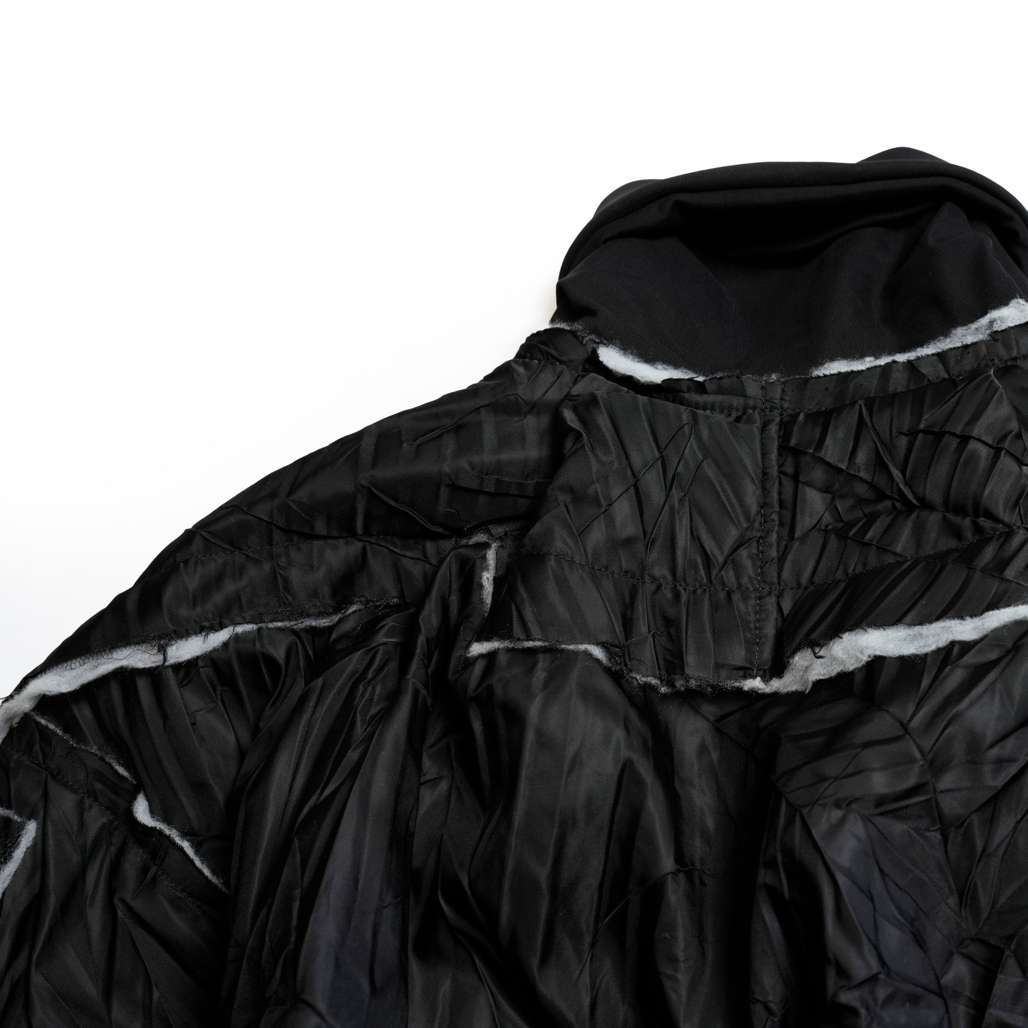 Seivson Deconstructed Hollow-Out Ruched Heavy-Processed MA-1 Bomber Jacket ㄧ Black | Size:Free【(A)CRYPSIS®】【archive】【SEIVSON_セイヴソン】【archive】
