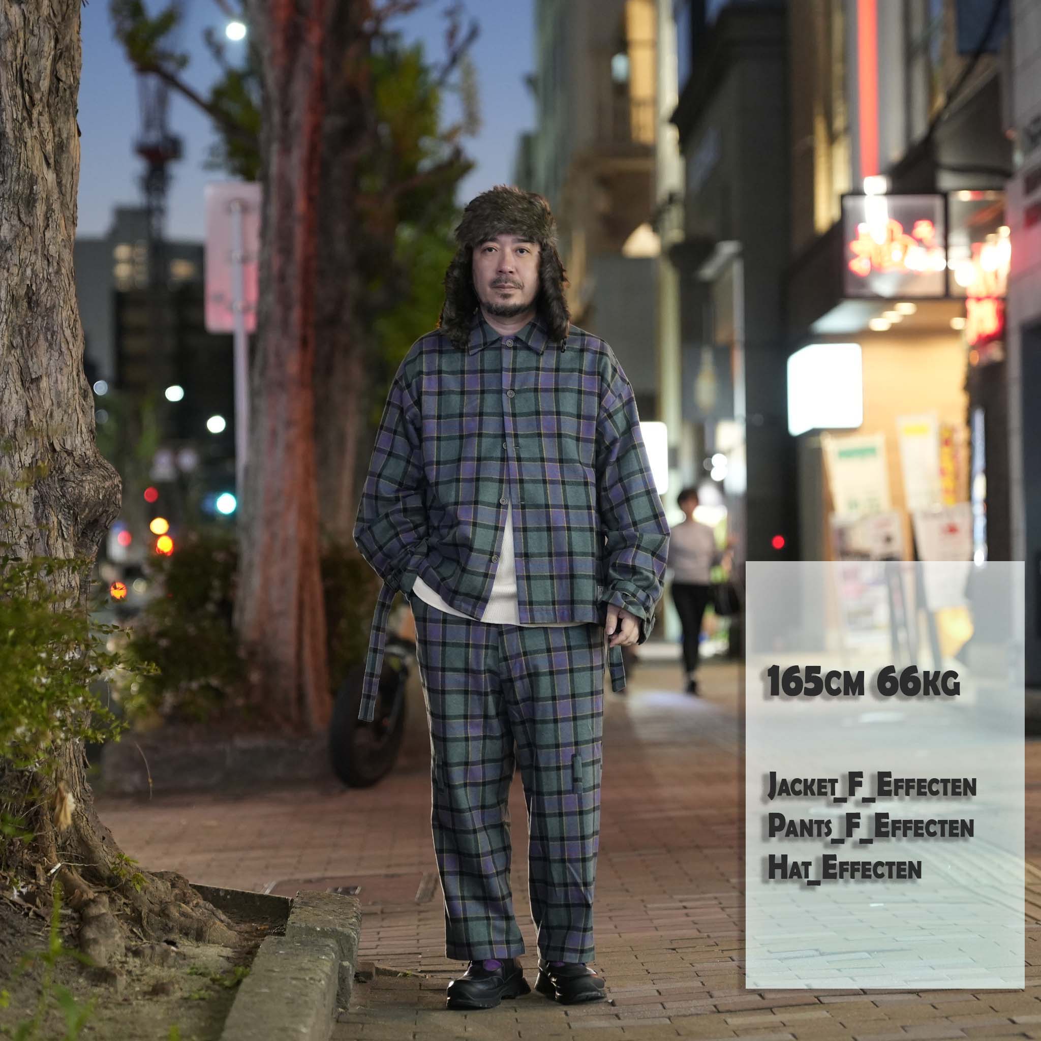 ef404-21 | Check bondage wide Pants | Color:Green check【EFFECTEN_エフェクテン】
