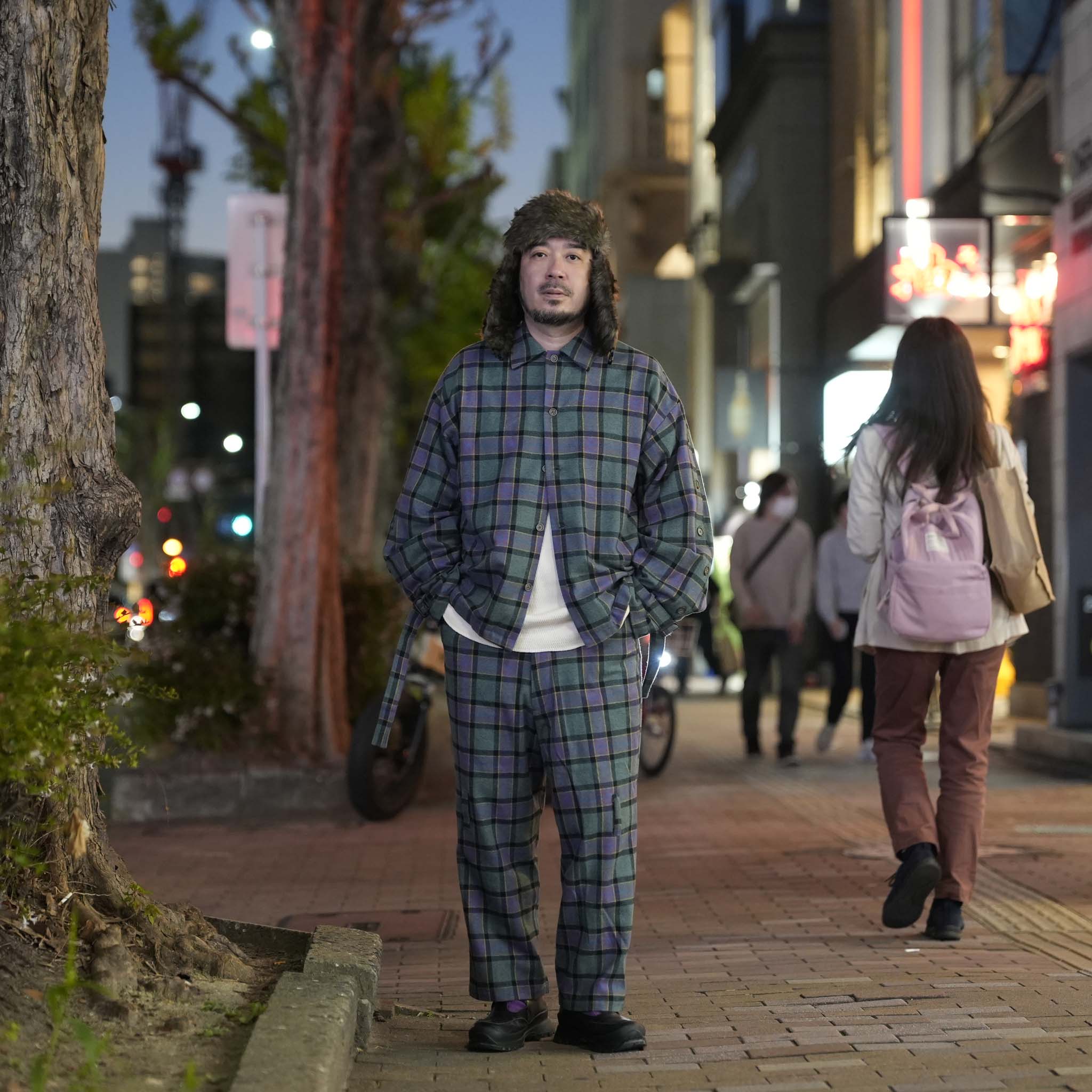 ef404-21 | Check bondage wide Pants | Color:Green check【EFFECTEN_エフェクテン】