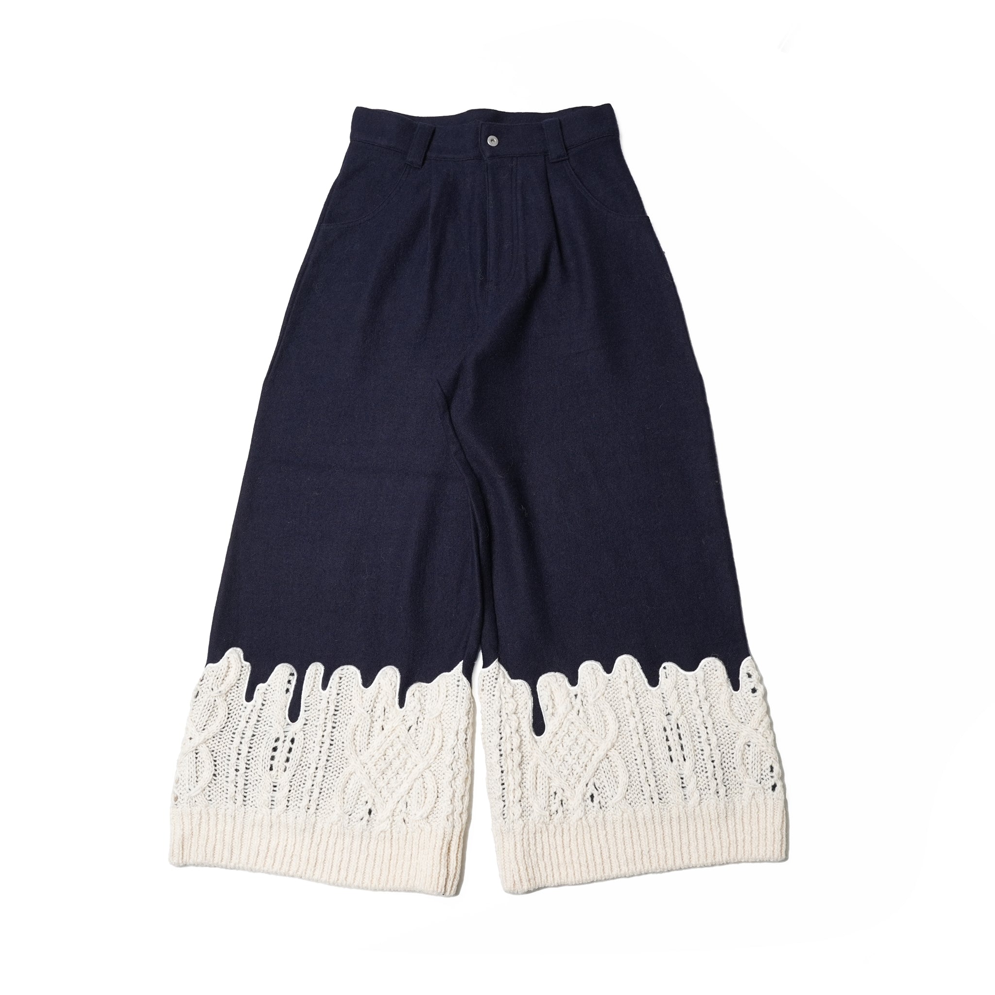 bsd23AW-10 | Erode Knit Wide Pants | Color:Navy【BEDSIDEDRAMA_ベッドサイドドラマ】