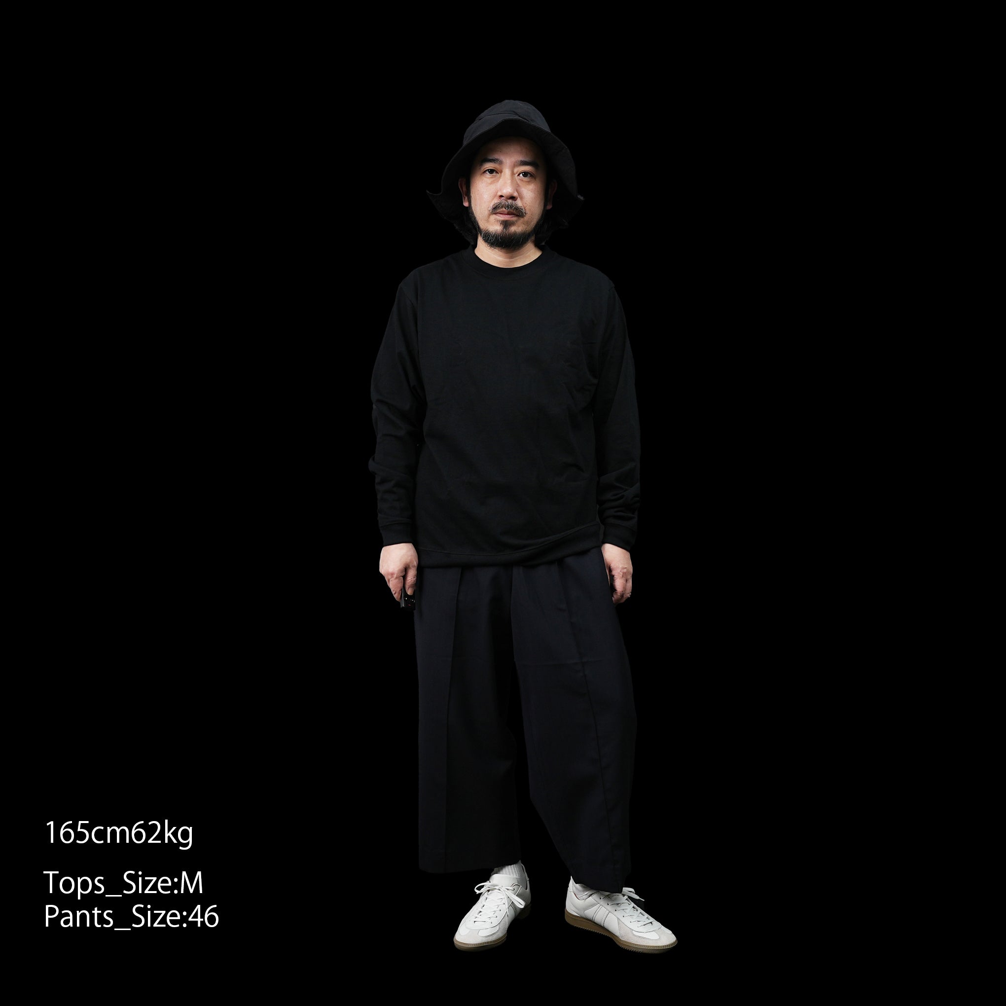 FIT-02 | WIDE CREW NECK L/S T-SHIRTS | Color:White/Black【FIT_フィット】