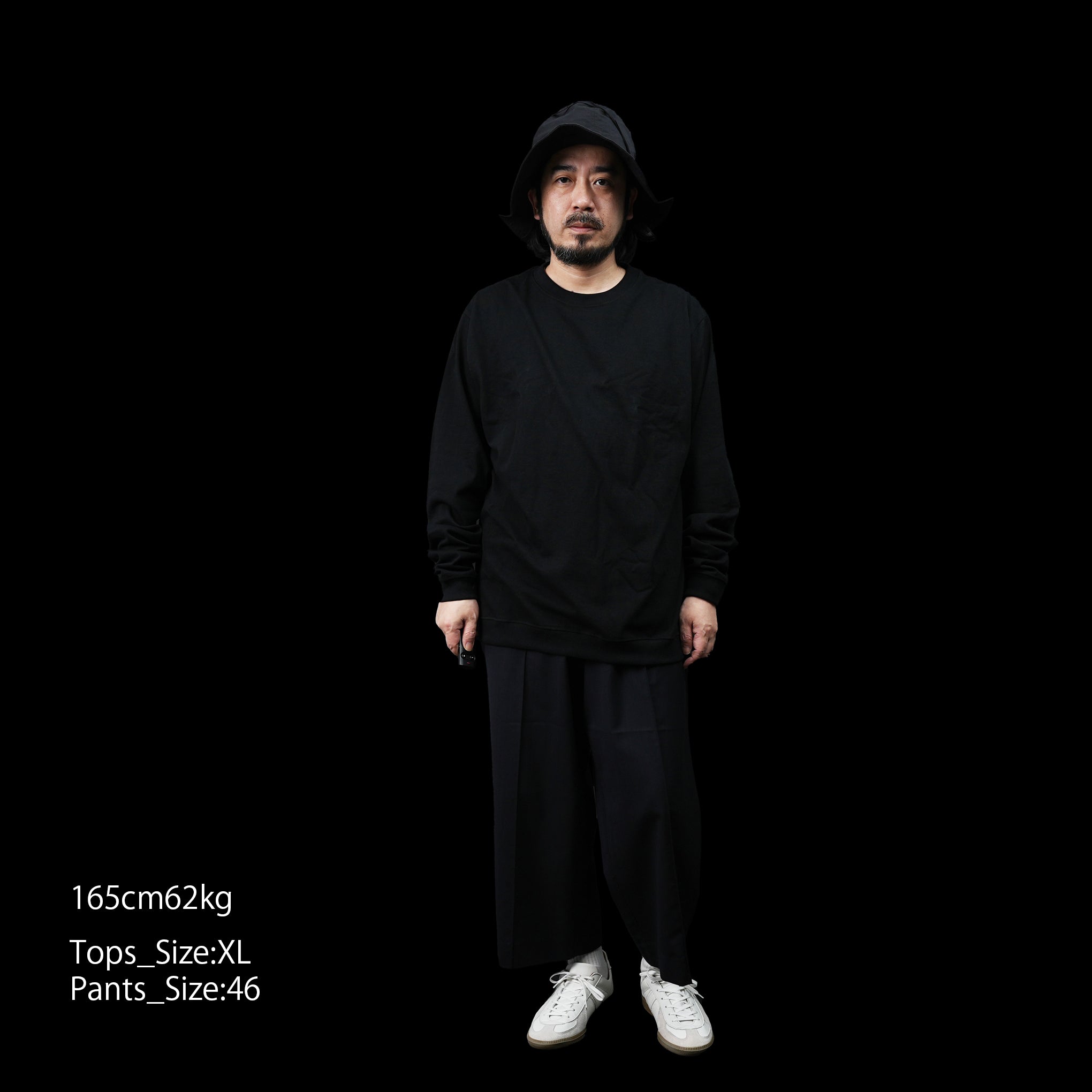 FIT-02 | WIDE CREW NECK L/S T-SHIRTS | Color:White/Black【FIT_フィット】