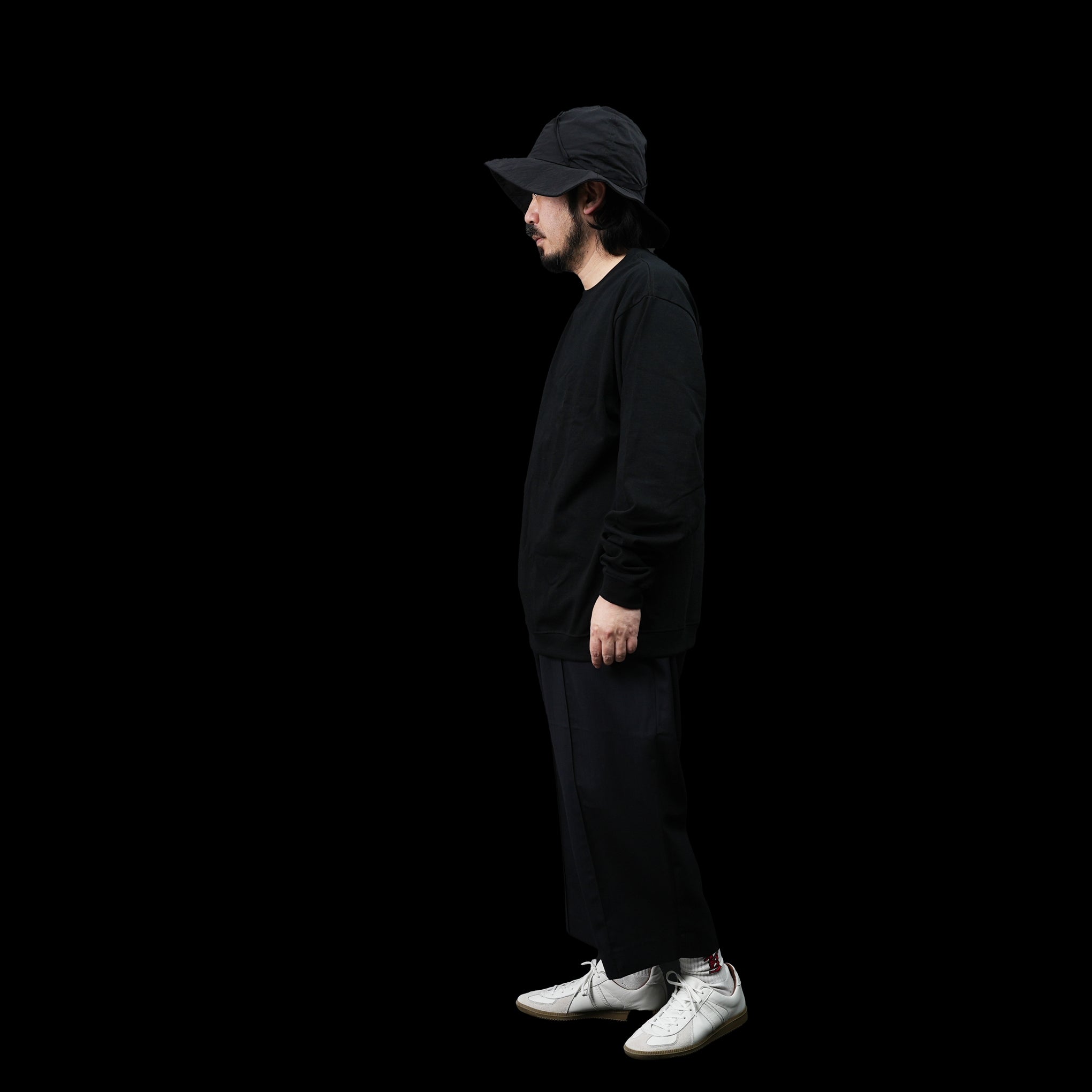 FIT-02 | WIDE CREW NECK L/S T-SHIRTS | Color:White/Black【FIT_フィット】
